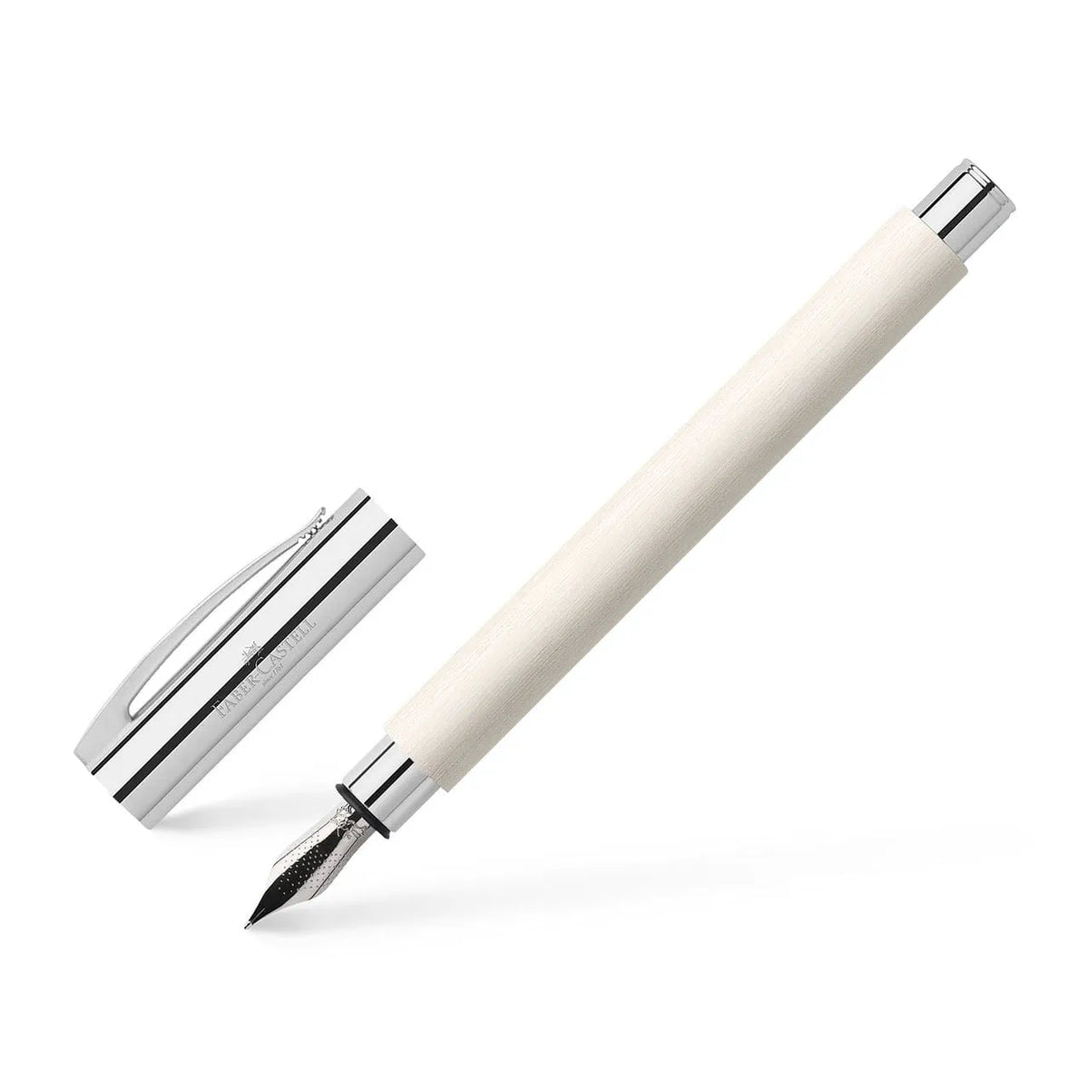 עט נובע יוקרתי בעובי B לבן בשילוב כרום מבריק | Faber Castell Ambition Cinematic White