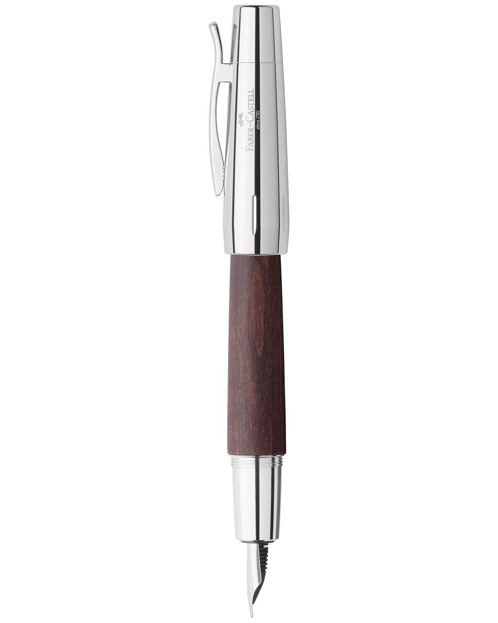 עט נובע מעץ אגס בגימור כהה שולב כרום | Faber Castell E-Motion Pearwood DARK