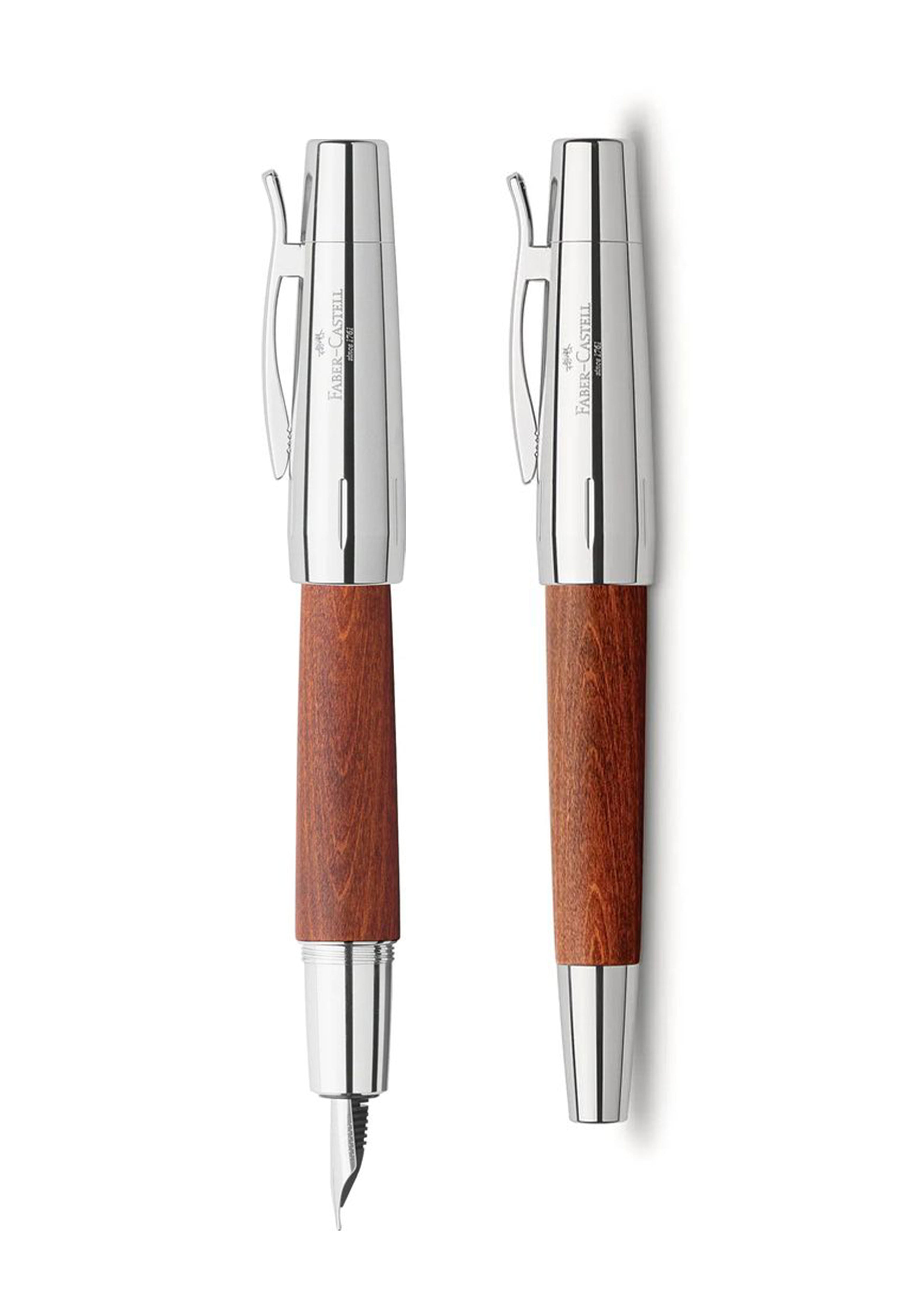 עט נובע מעץ אגס משולב כרום | Faber Castell E-Motion Pearwood