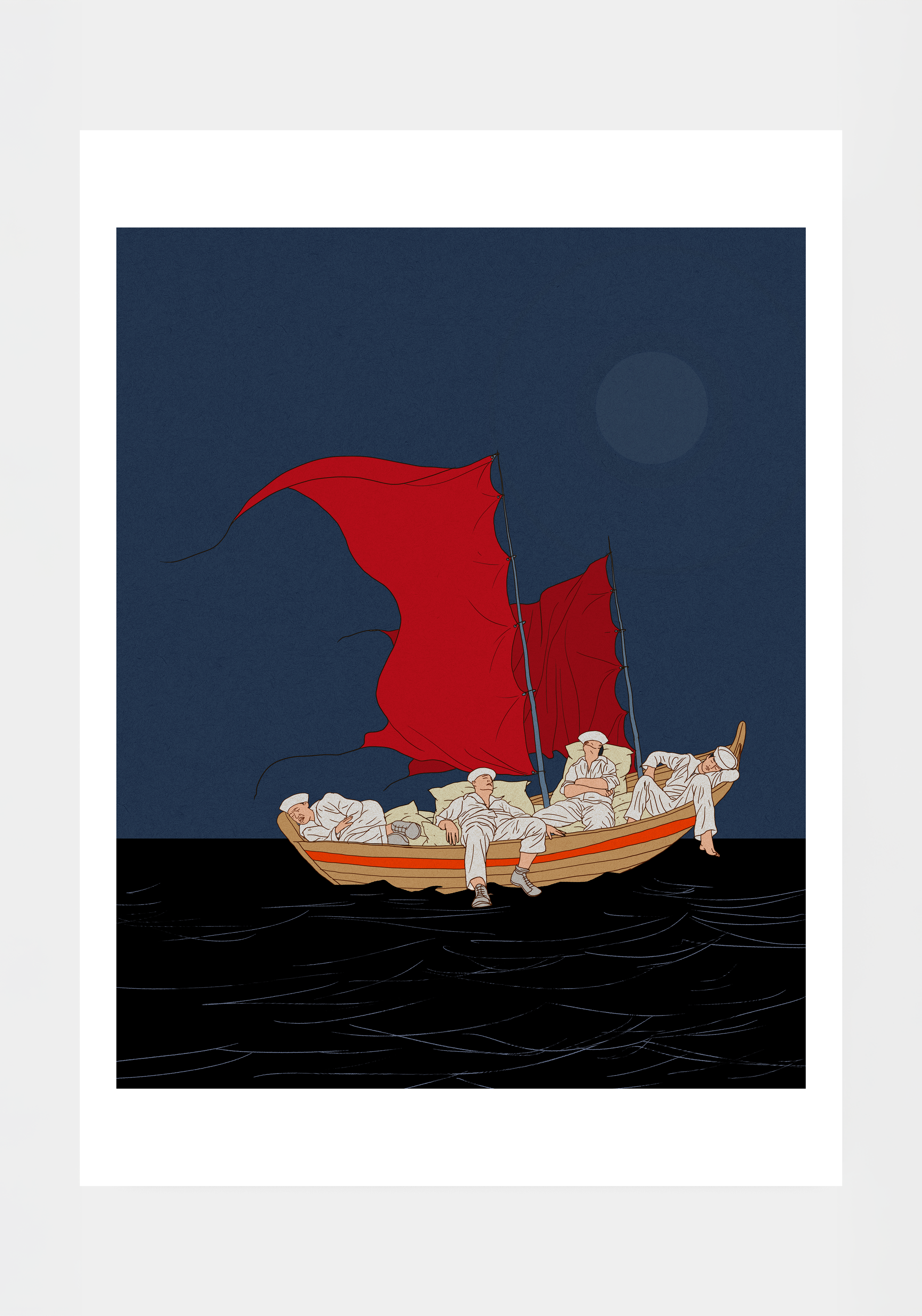 פרינט לתלייה על הקיר | ומלחיה נרדמו כולם | יזהר כהן - אוסף חדש