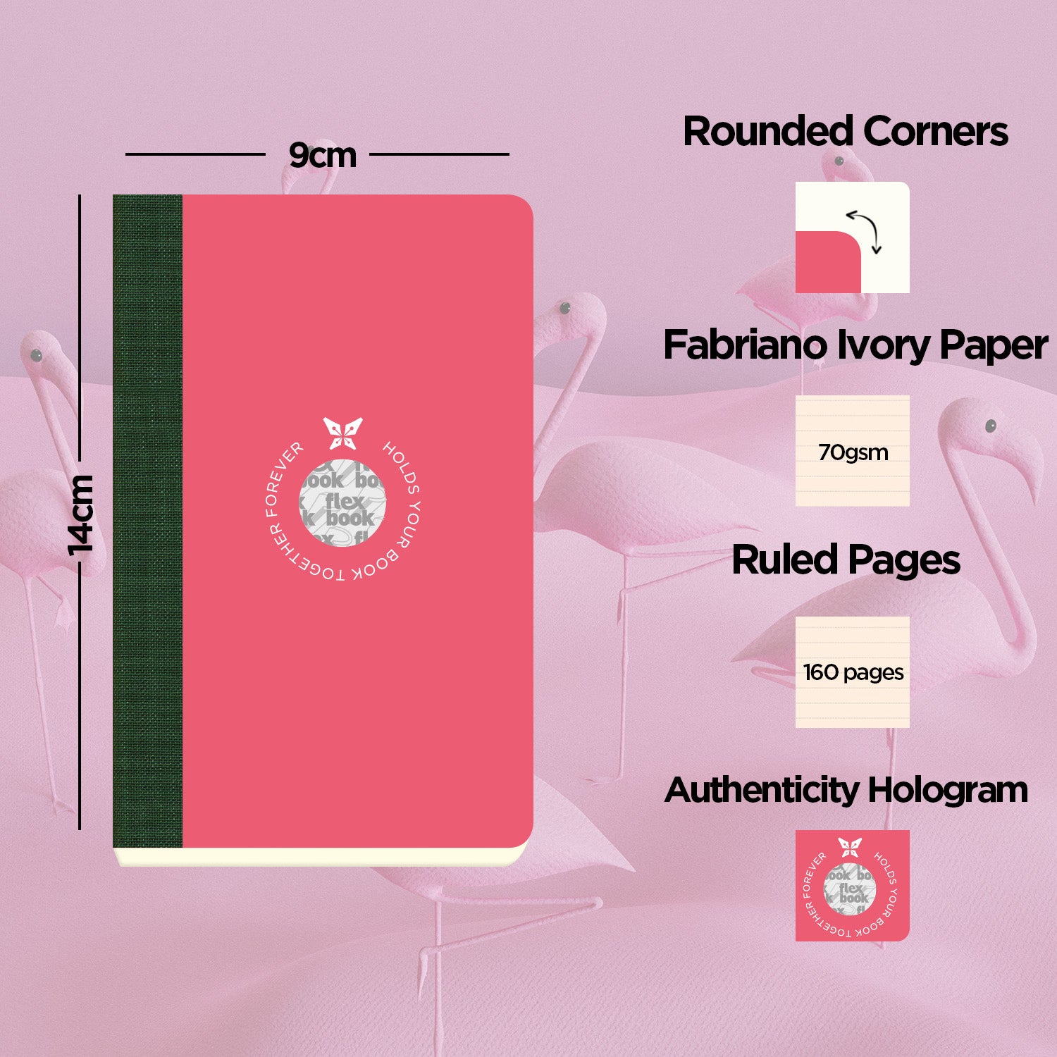 מחברת שורה כריכה ורוד שחור SMARTBOOK | גודל כיס 9X14 ס"מ