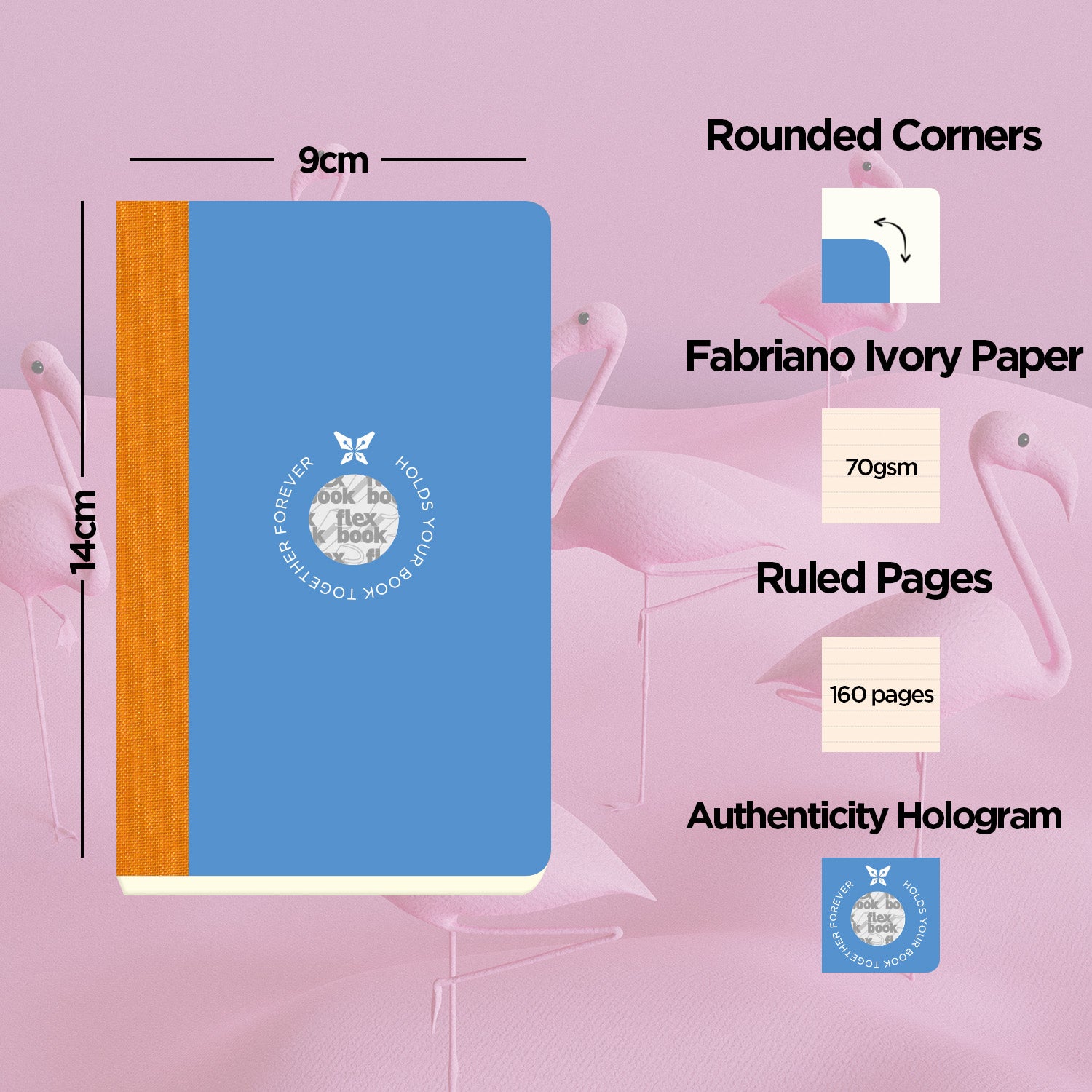 מחברת שורה כריכה כחול כתום SMARTBOOK | גודל כיס 9X14 ס"מ