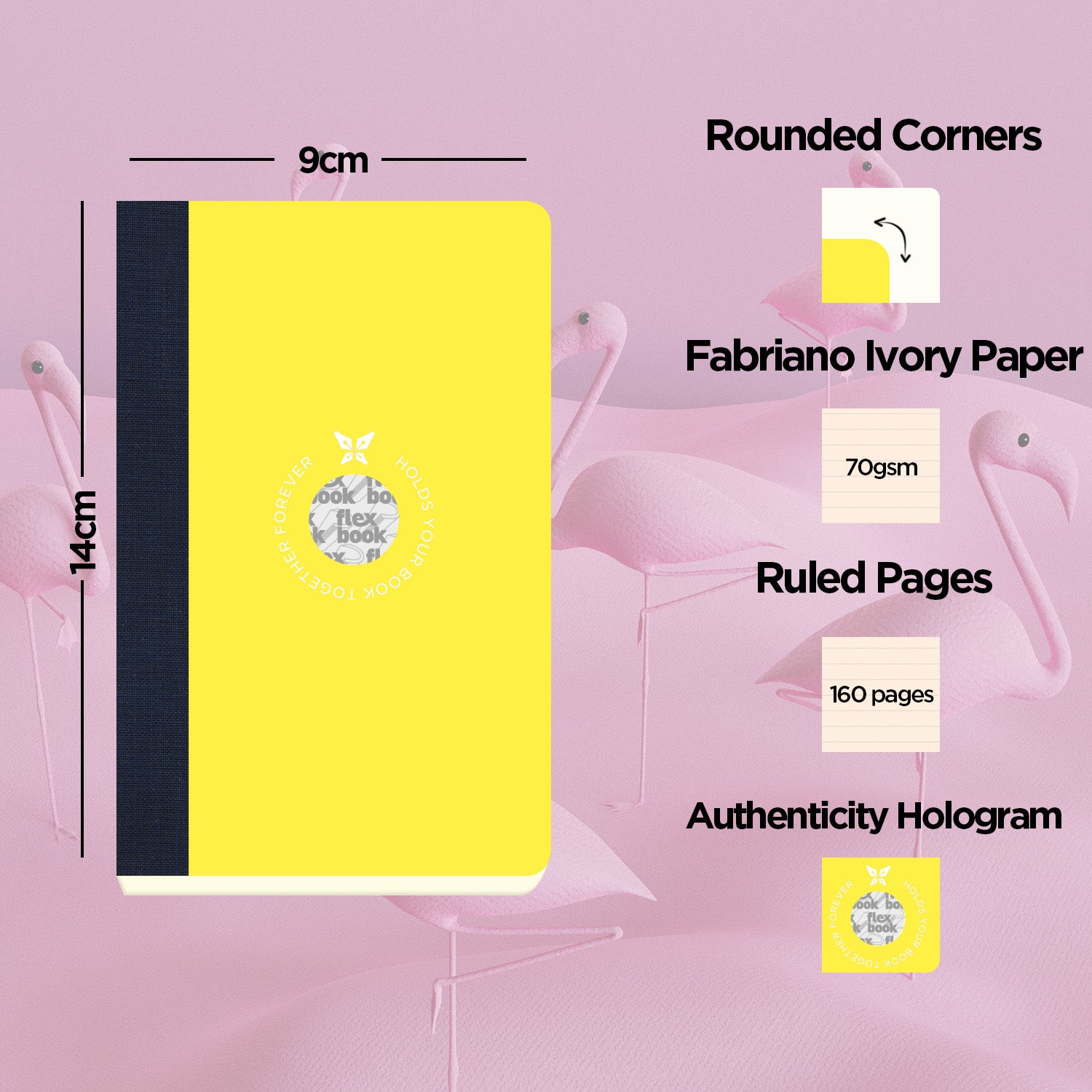מחברת שורה כריכה צהוב שחור SMARTBOOK | גודל כיס 9X14 ס"מ