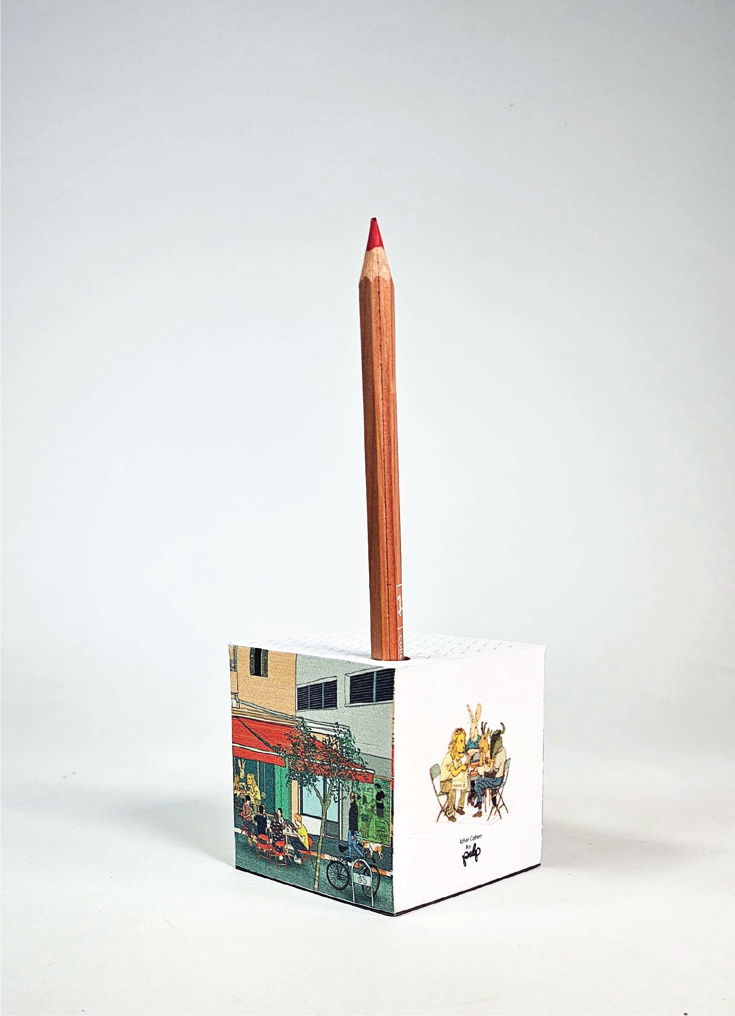 קוביית נייר לבן מאויירת | טעינה | מאייר יזהר כהן