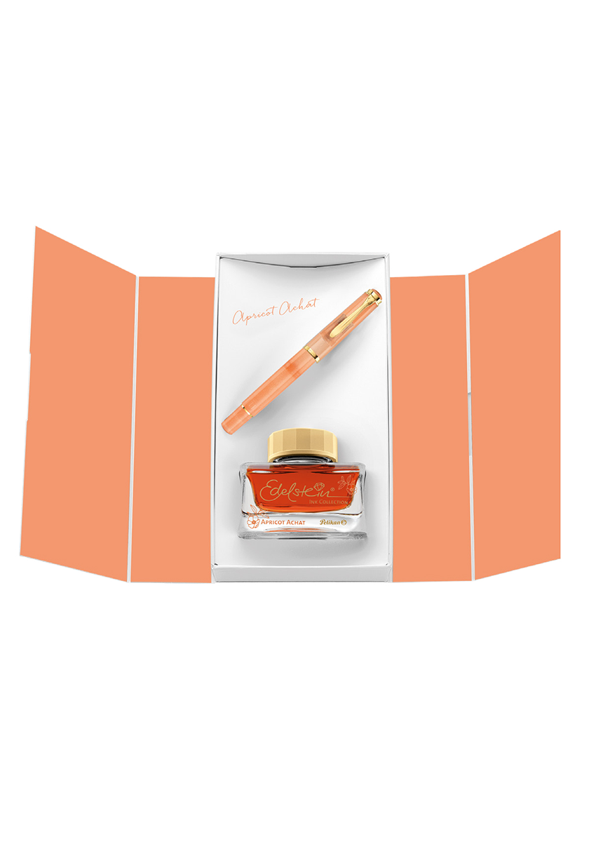 מארז עט נובע + דיו תואם | Pelikan Classics Apricot Achat