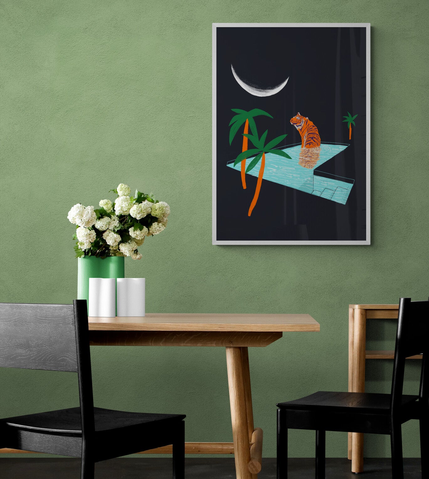 הדפס לתלייה על הקיר | טיגריס בבריכה | מאיירת ליאן ברונשטיין