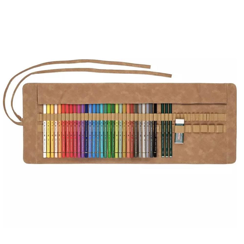 קלמר מתגלגל דמוי עור מבית פאבר קסטל | FABER CASTELL PENCIL CASE