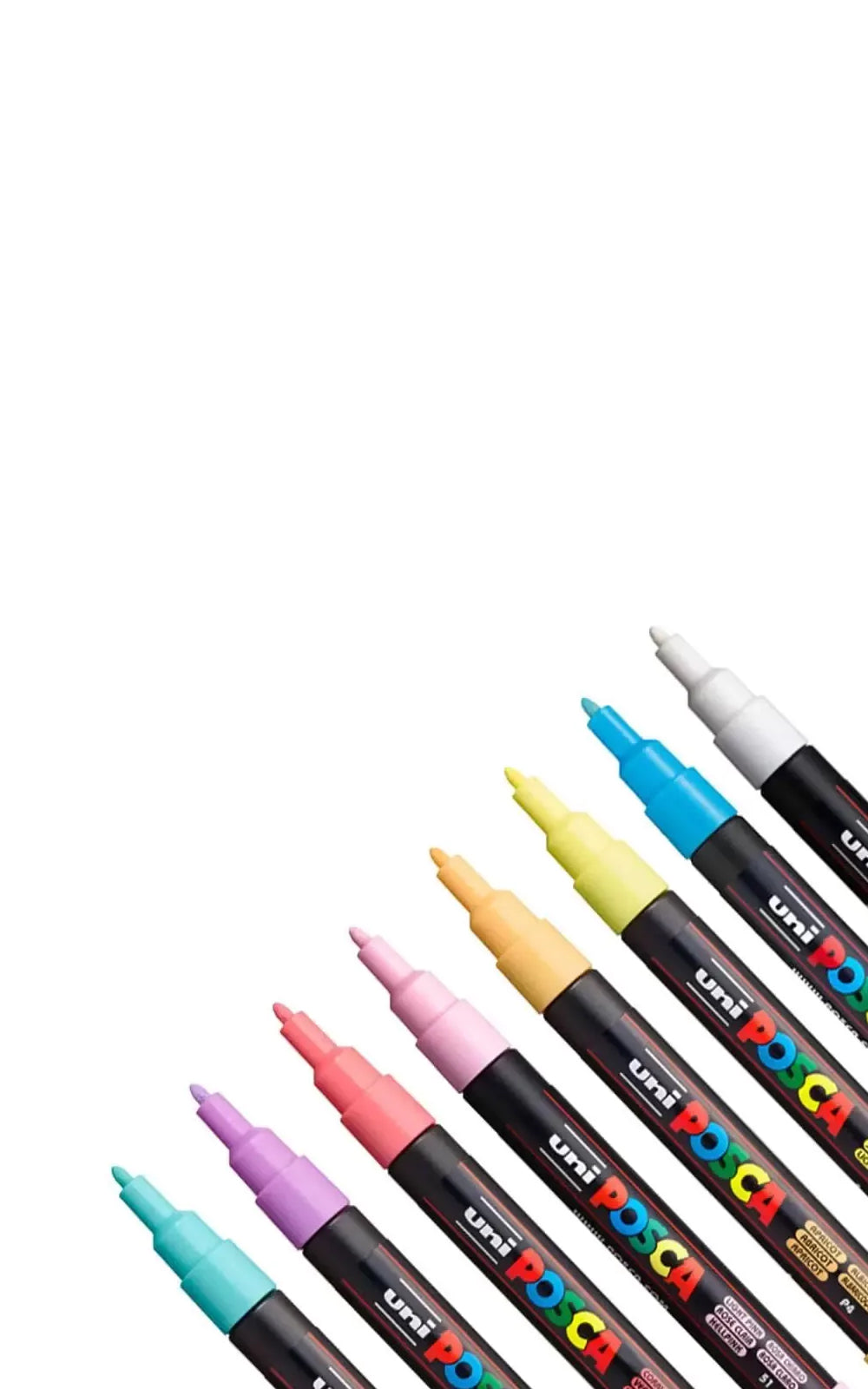posca by uniball pastel -סט 8 יח' טושים אקריליים בצבעי פסטל לציור פוסקה בשלושה עוביים לבחירה