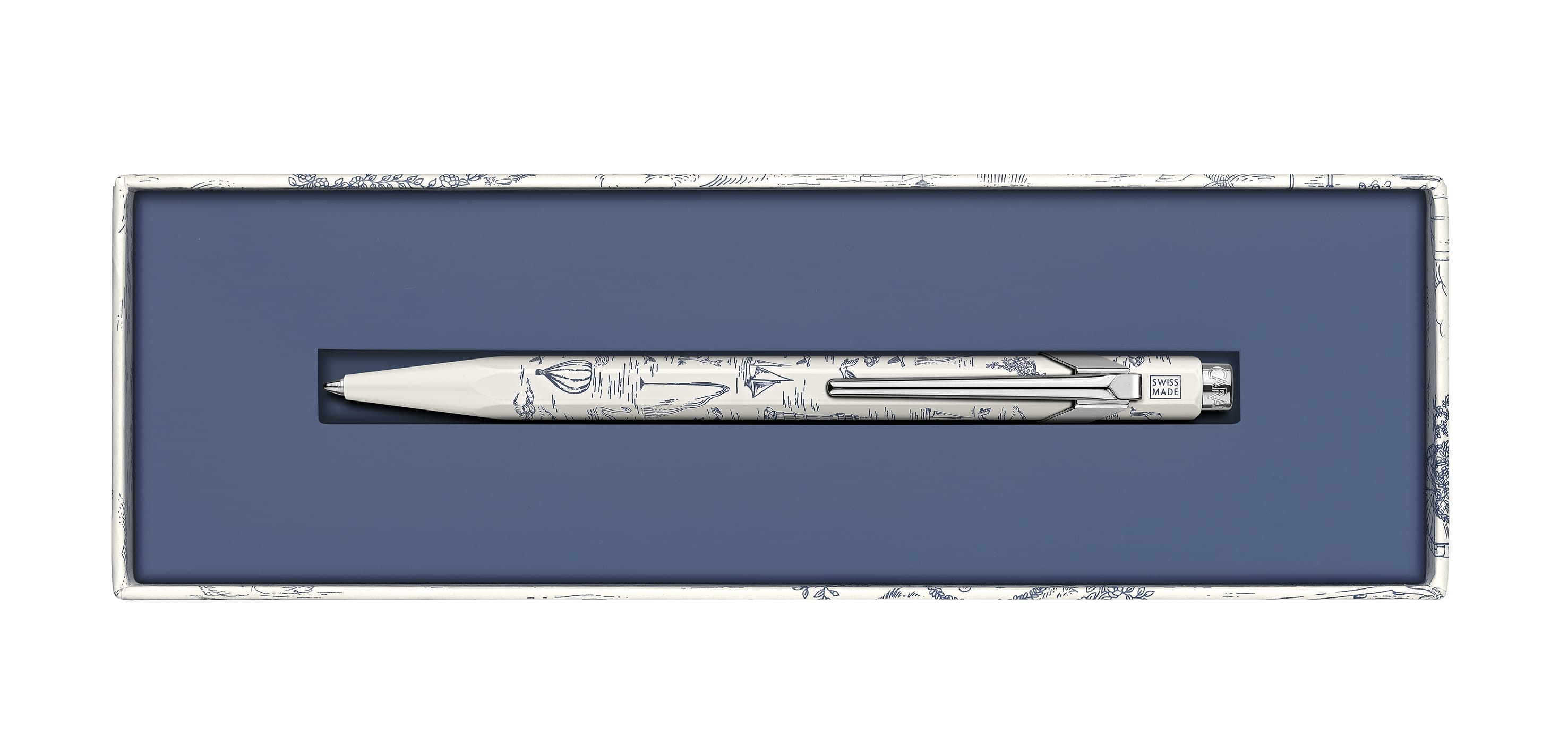 עט כדורי לבן מאוייר | CARAN D'ACHE 849™ BALLPOINT PEN TOILE DE JOUY