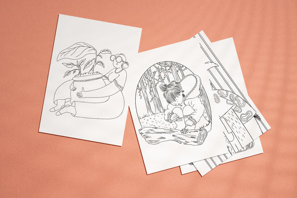 ערכת צביעה של המאיירת טליה דריגס - חוברת צביעה +עפרונות+מחדד פליז