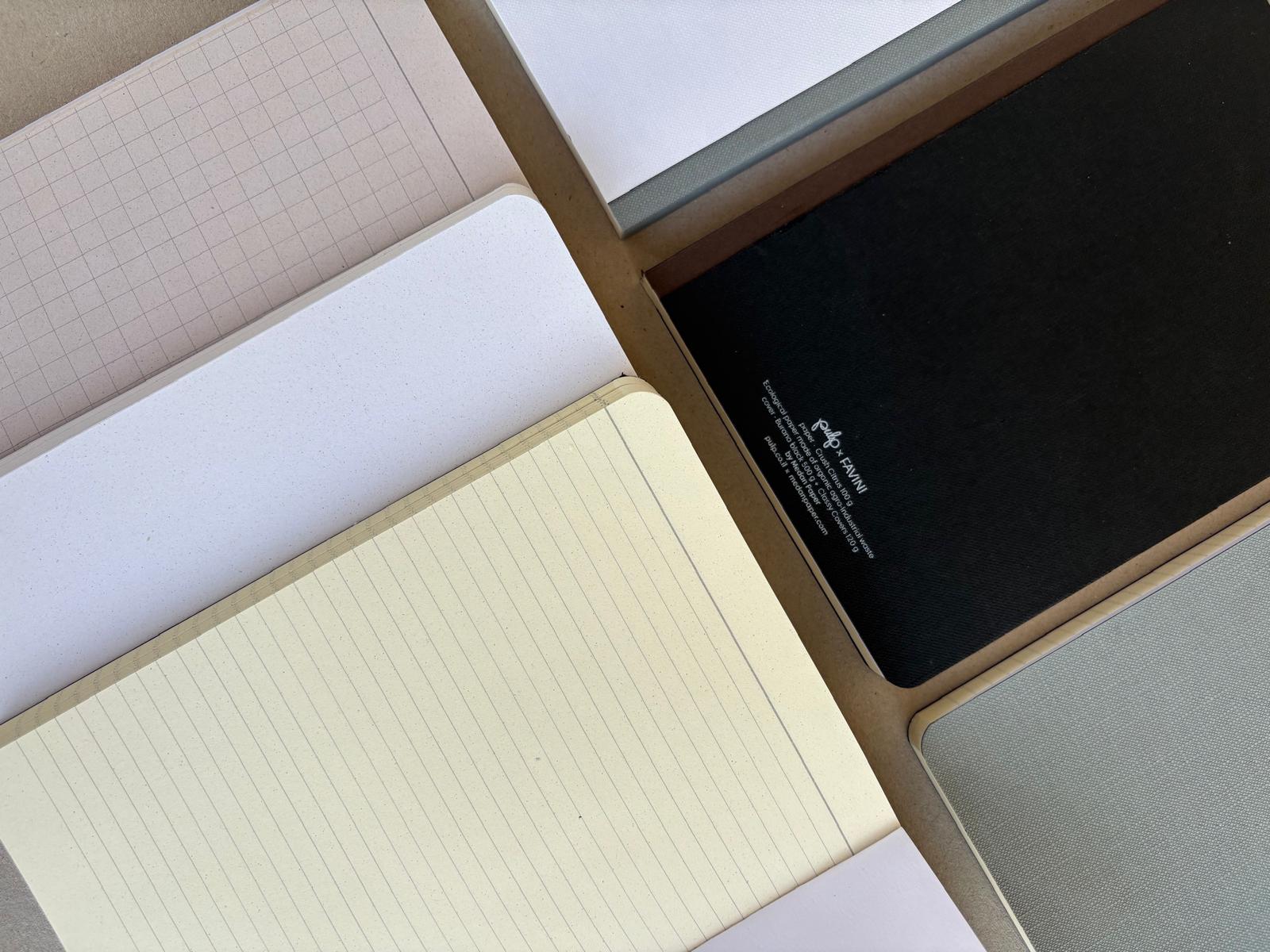 מחברת שורה בתפירת פשתן | גודל A5 | נייר אורגני משאריות תפוזים | צבעי כריכה לבחירה