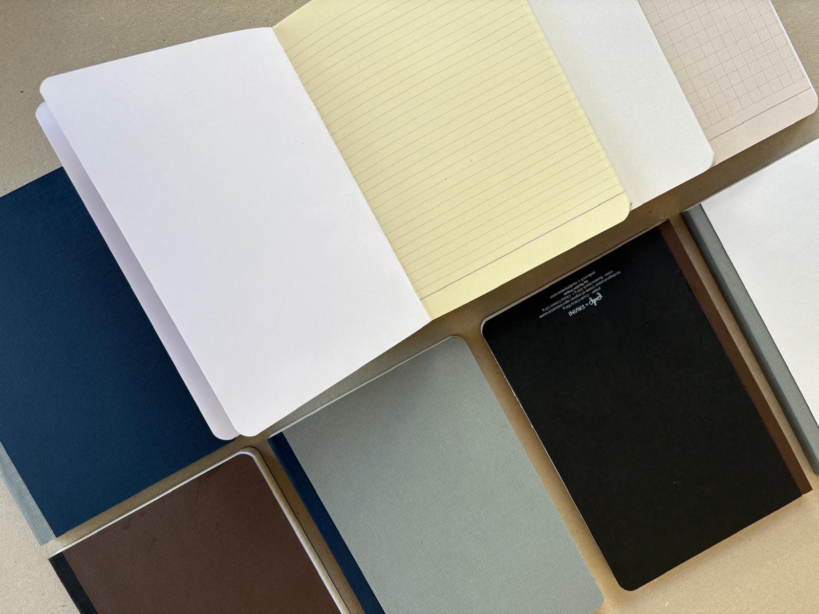 מחברת חלקה בתפירת פשתן מתאימה לסקצ'בוק | גודל A5 | נייר אורגני משאריות תירס | צבעי כריכה לבחירה