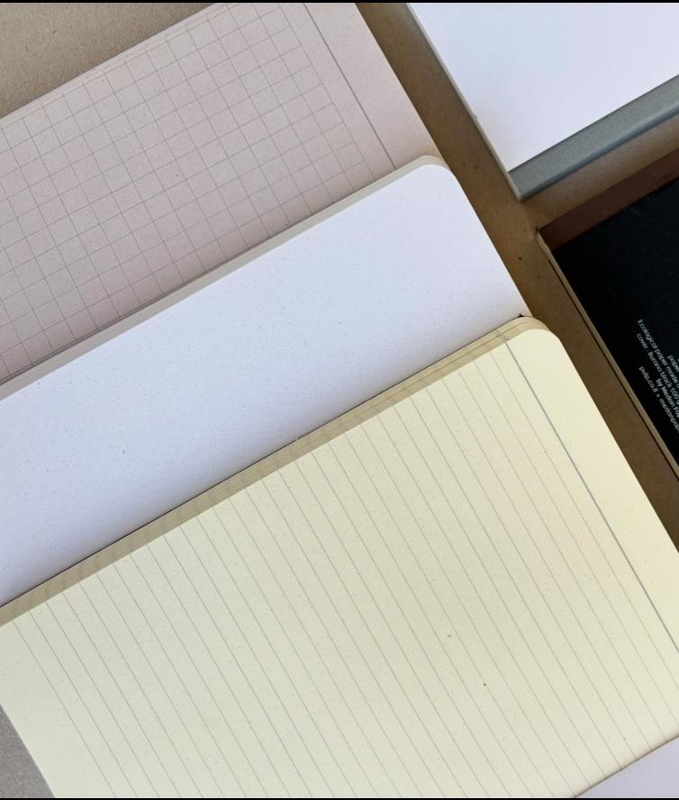 מחברת חלקה בתפירת פשתן מתאימה לסקצ'בוק | גודל A5 | נייר אורגני משאריות תירס | צבעי כריכה לבחירה