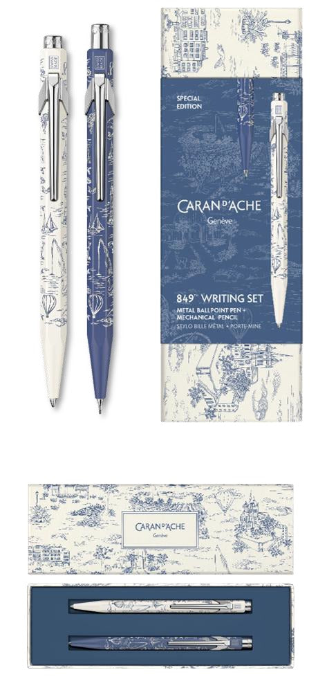 סט של עט כדורי ועיפרון מכני 0.5 מ"מ | CARAN D'ACHE 849™ WRITING SET TOILE DE JOUY