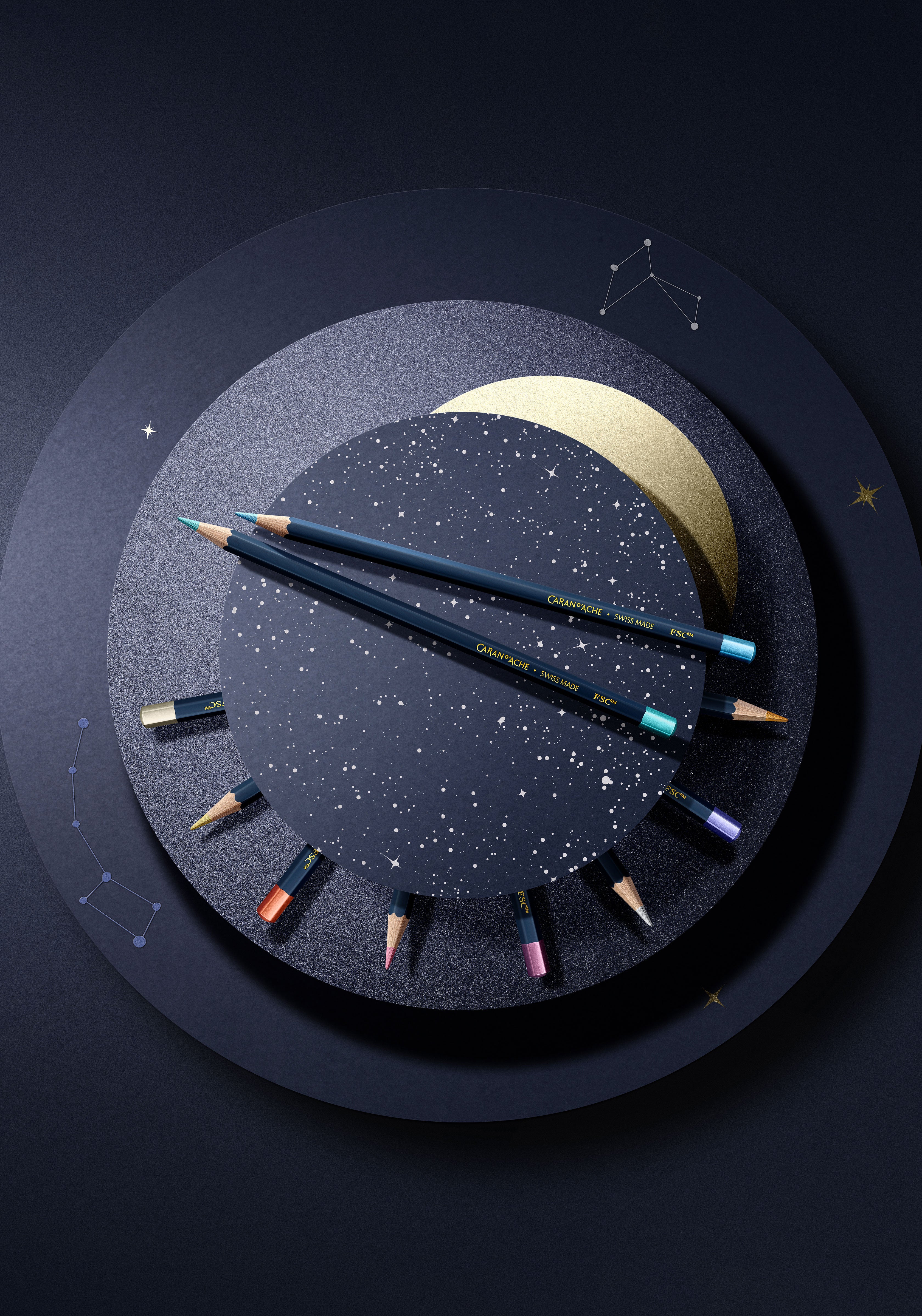 Caran d’Ache | COSMIC BLUE | סט עפרונות וצבעי פסטל