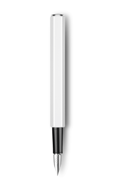 עט נובע לבן- עובי ציפורן לבחירה | Caran D'Ache Fountain Pen 849 Metal White