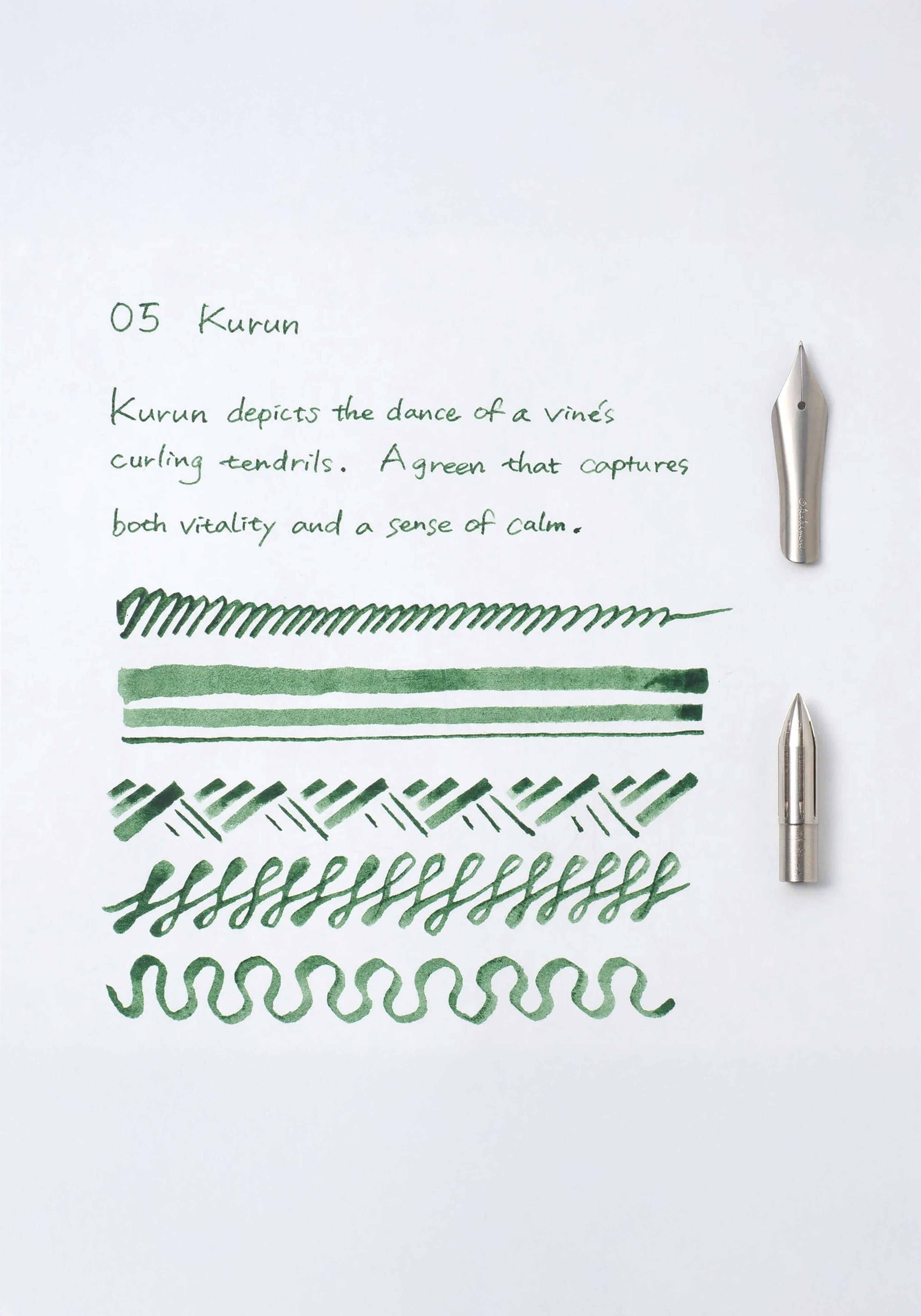 בקבוק דיו זכוכית ירוק בקבוק | Kakimori Ink Kurun