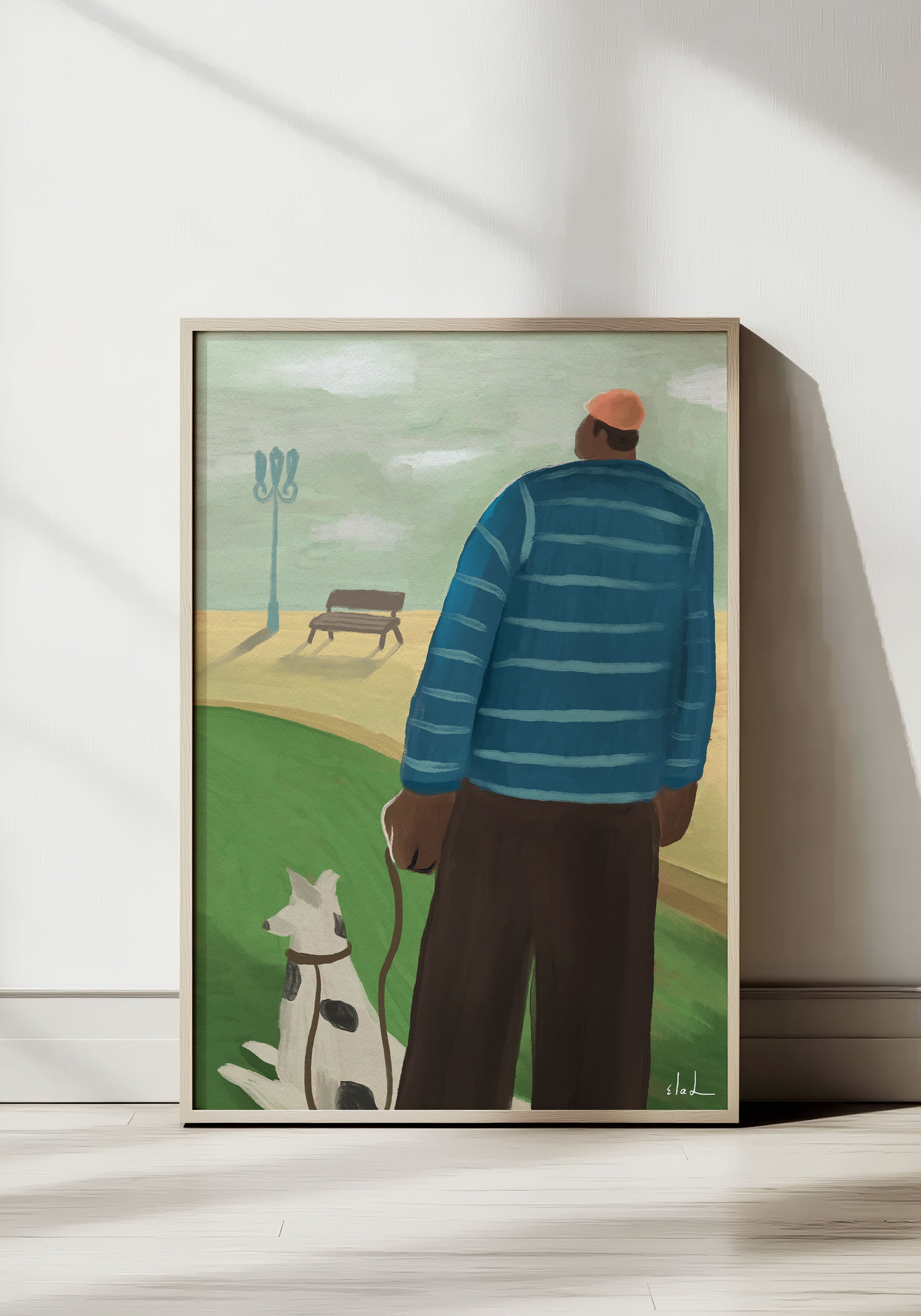 הדפס דיגיטלי לתלייה על הקיר | Man&dog | מאייר- אלעד מועלם