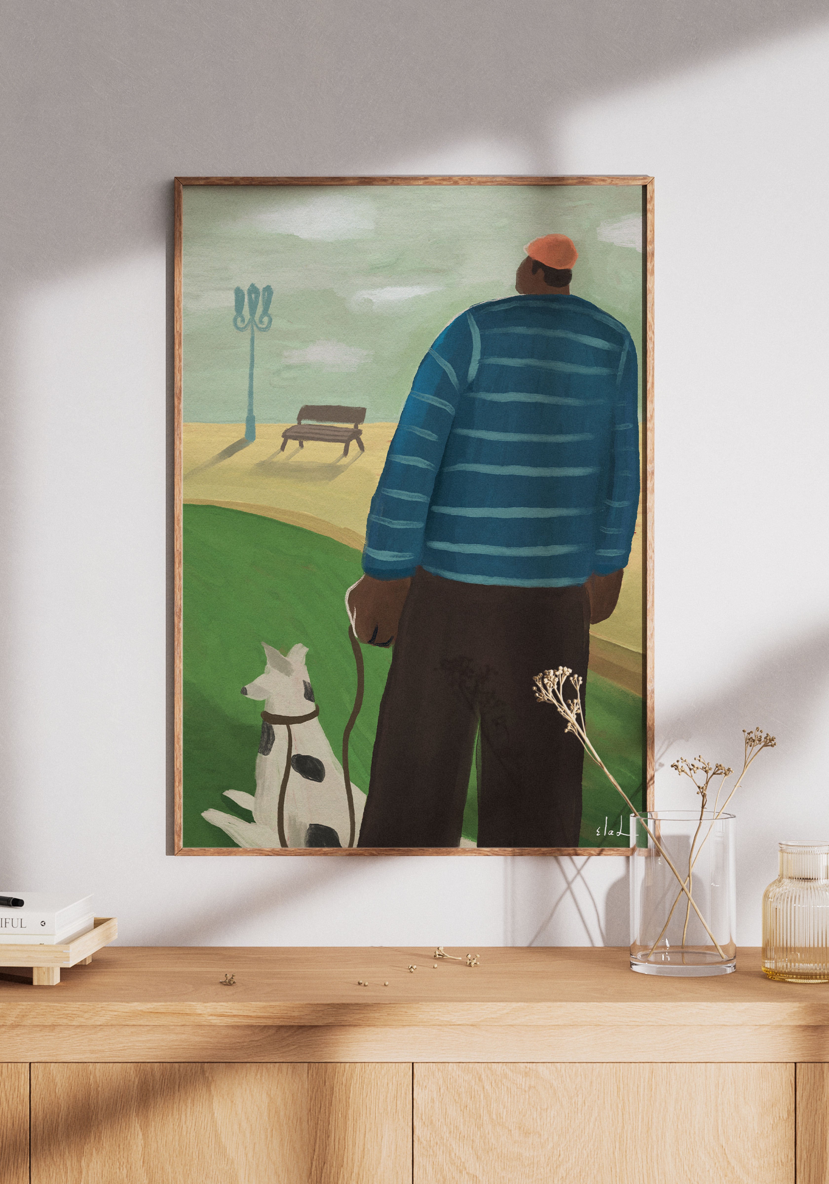 הדפס דיגיטלי לתלייה על הקיר | Man&dog | מאייר- אלעד מועלם