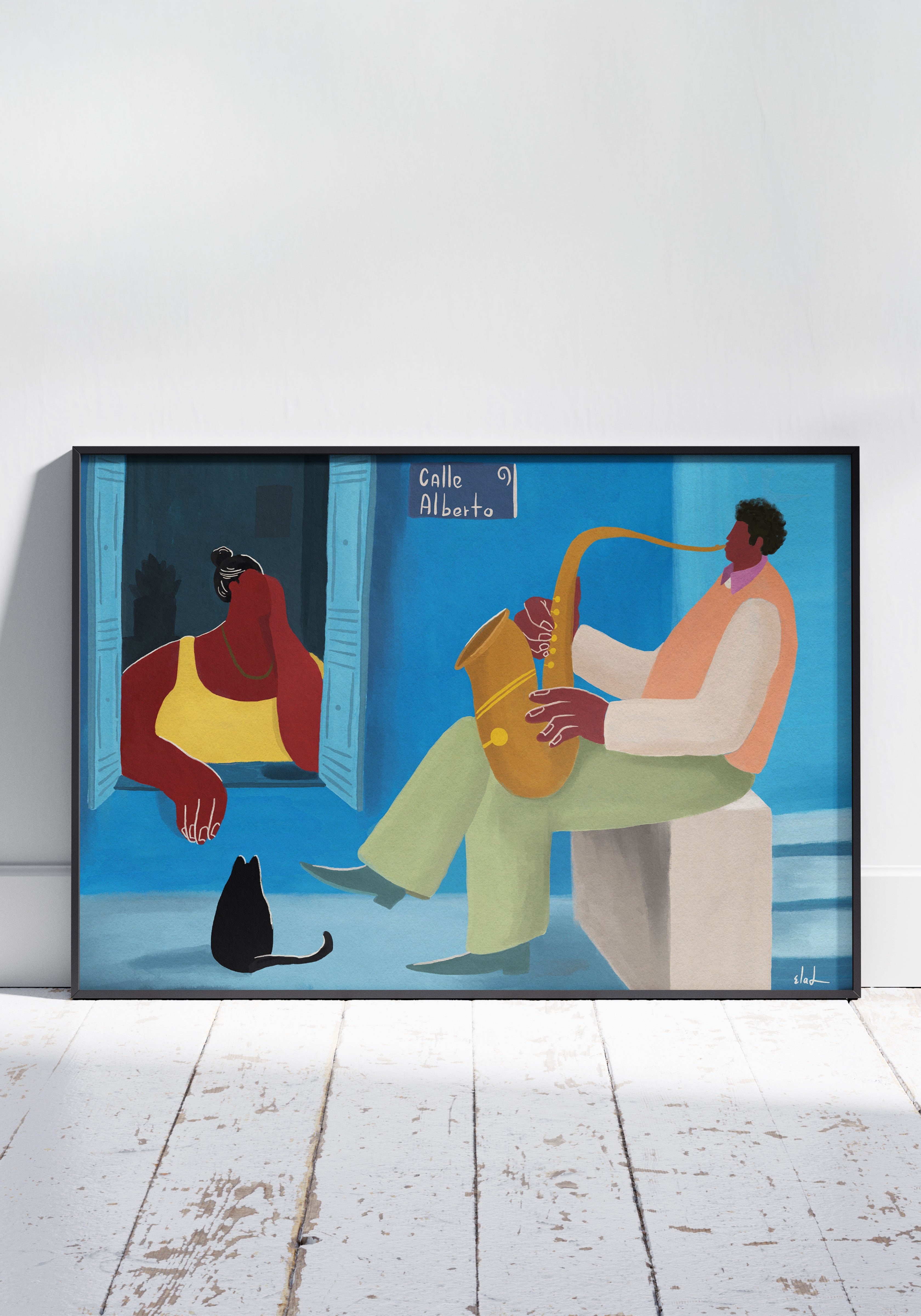 הדפס דיגיטלי לתלייה על הקיר | Saxophone Lover | מאייר- אלעד מועלם