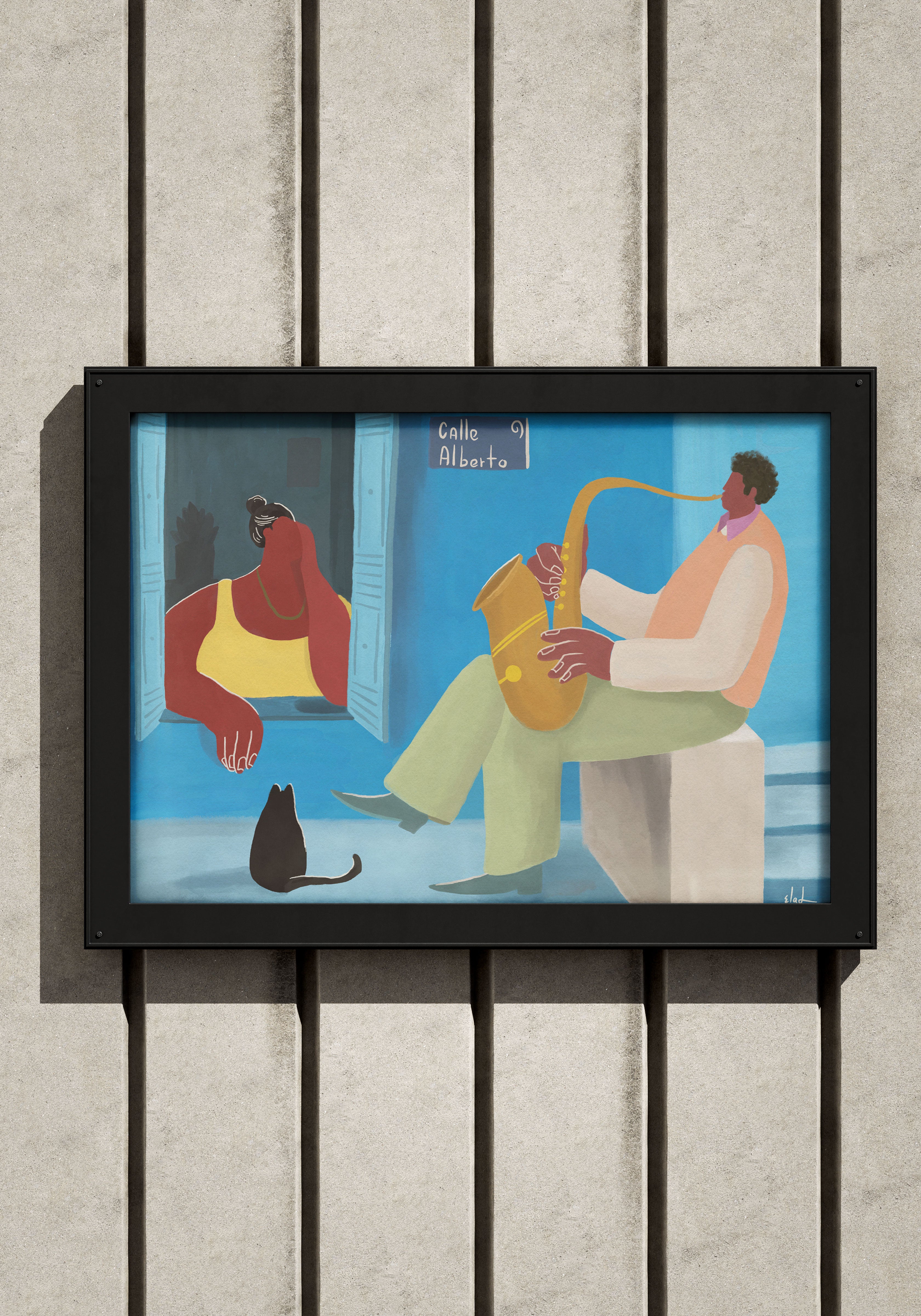 הדפס דיגיטלי לתלייה על הקיר | Saxophone Lover | מאייר- אלעד מועלם