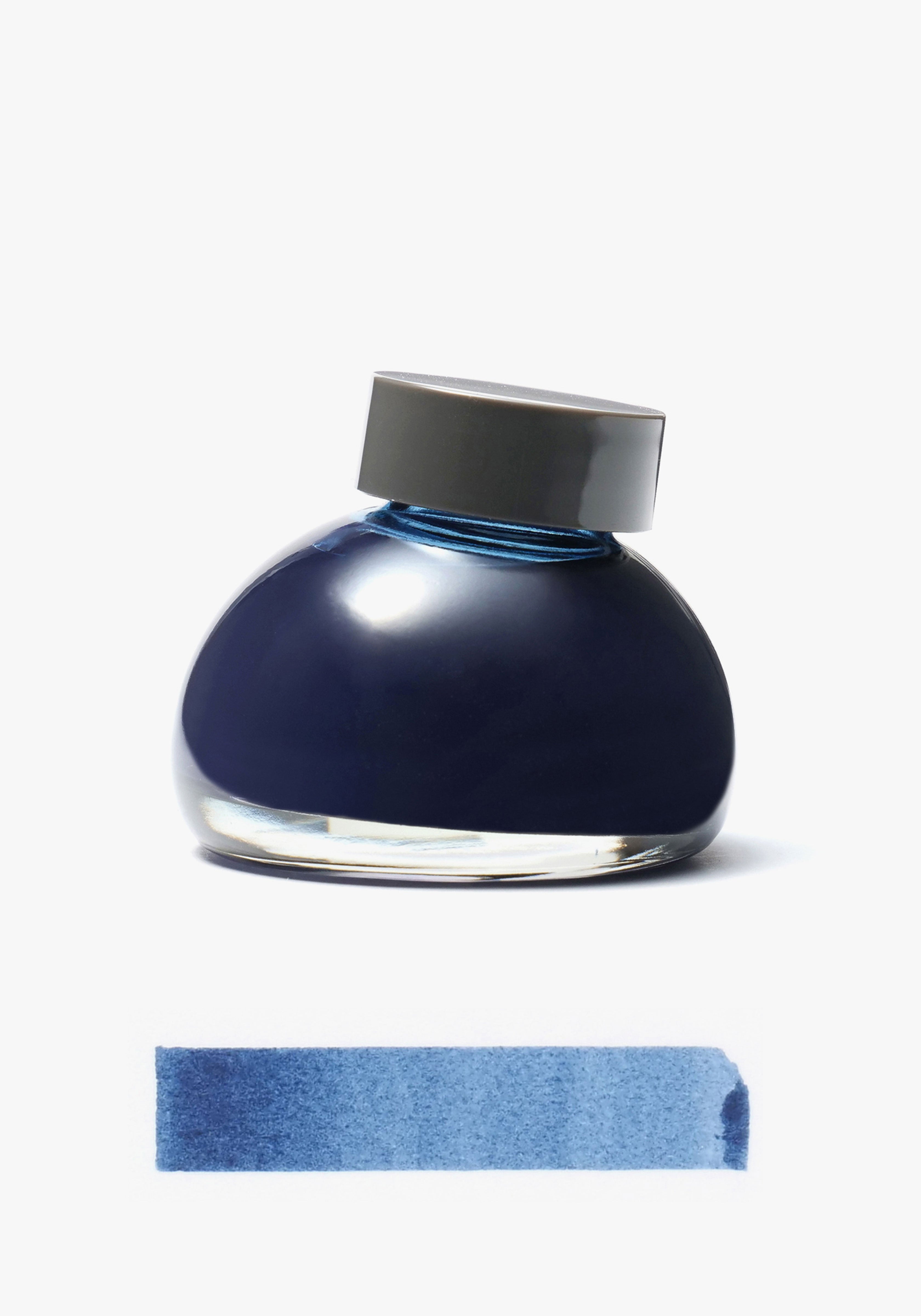 בקבוק דיו זכוכית כחול עמוק | Kakimori Ink Toppuri