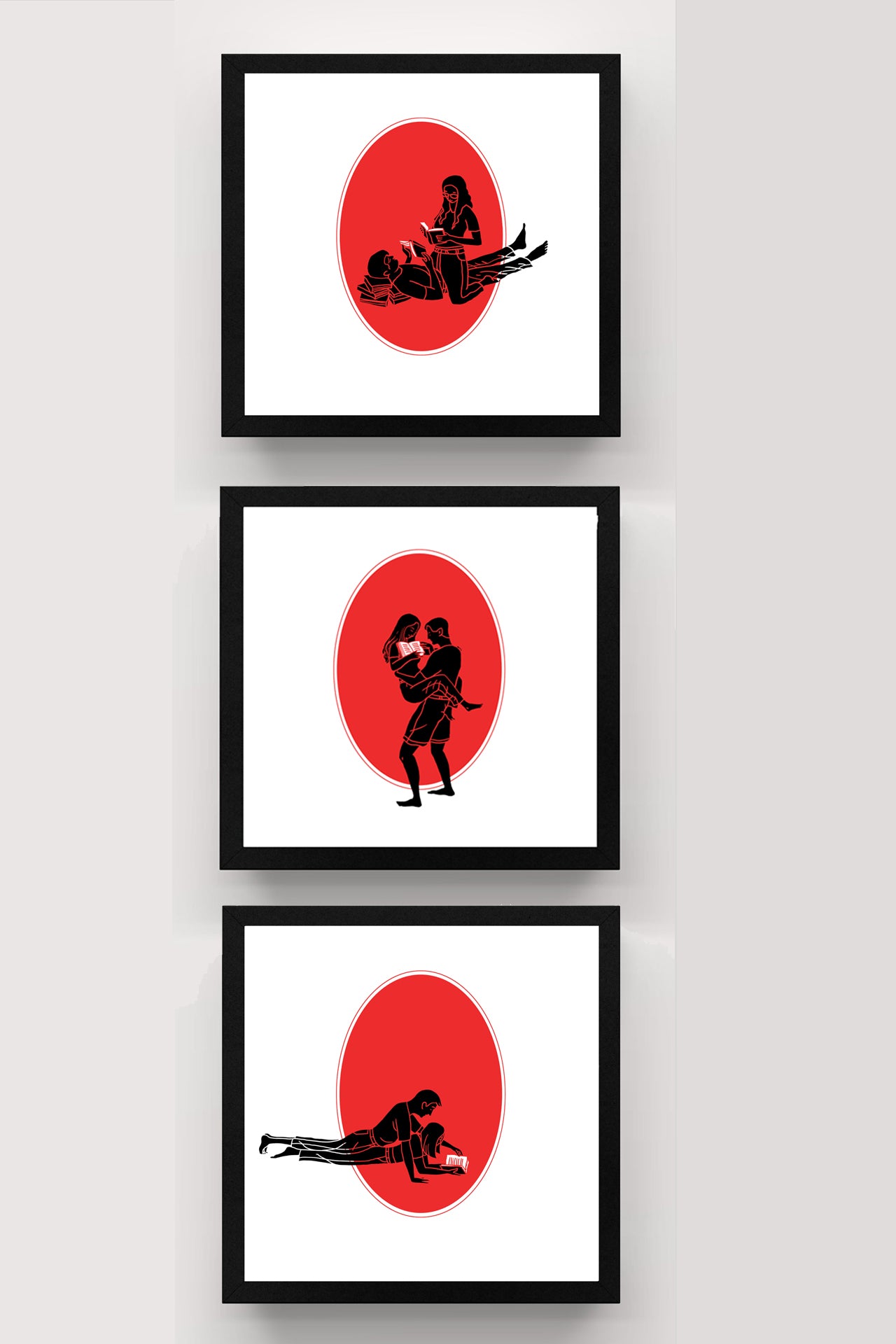 שלישיית הדפסים לתלייה על הקיר |The love of reading 1+2+3| מאייר יזהר כהן