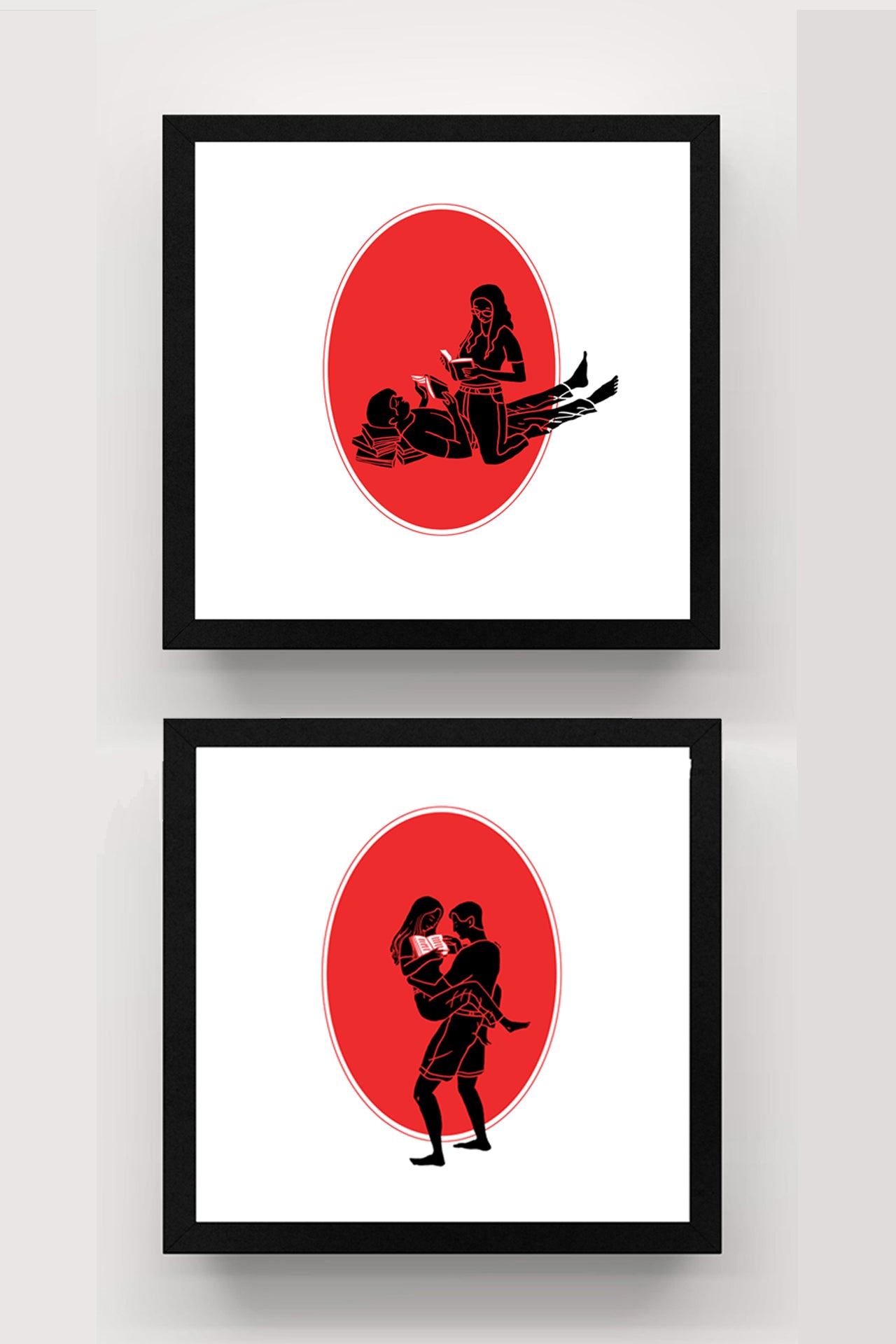 זוג הדפסים לתלייה על הקיר |The love of reading 1+2 |מאייר יזהר כהן