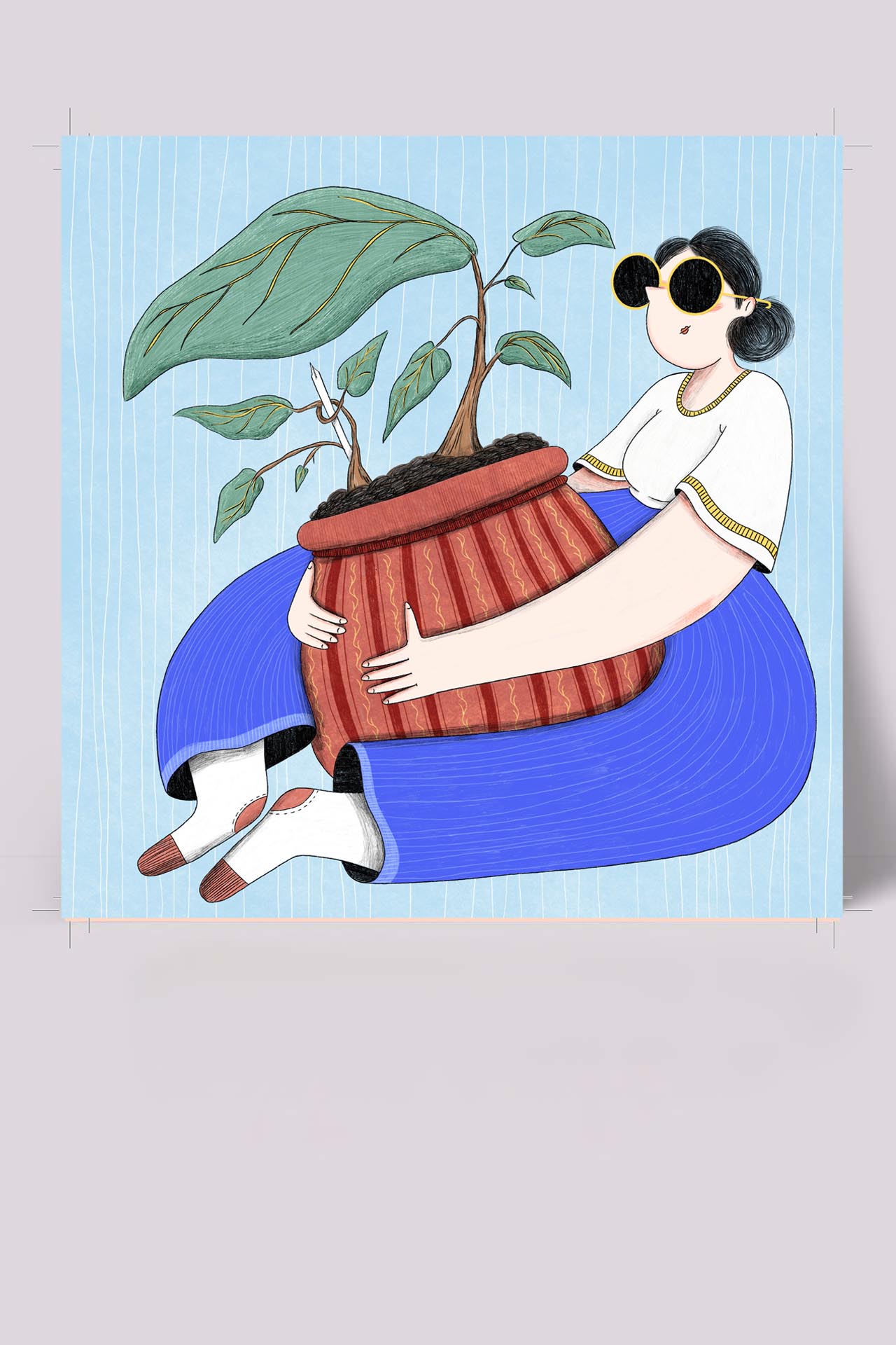 הדפס לתלייה על הקיר| עציץ ביום | מאיירת טליה דריגס