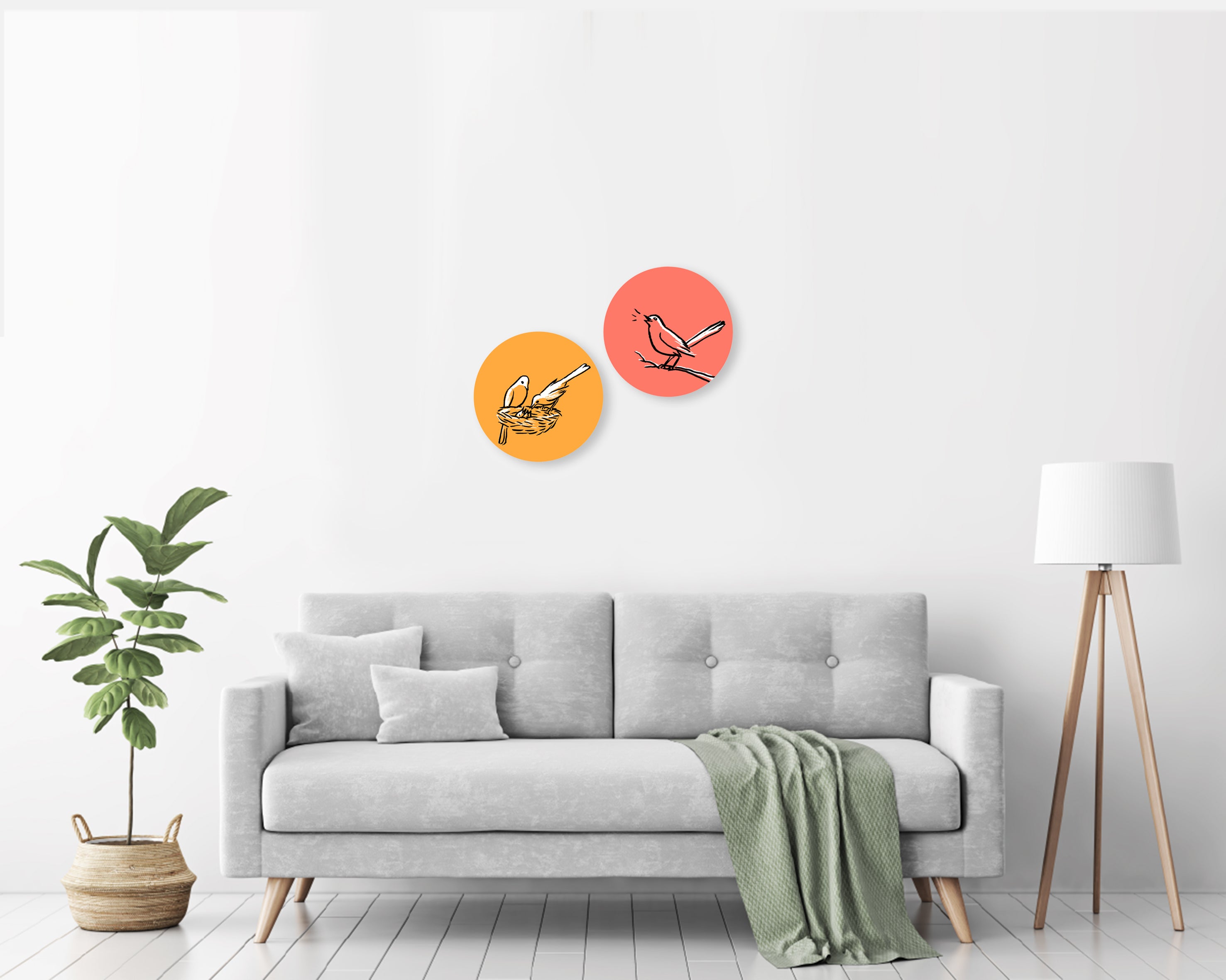 שלישיית עיגולי אלומיניום חתומים בהדפסת סובלימציה |יזהר כהן אוסף פרטי| בית