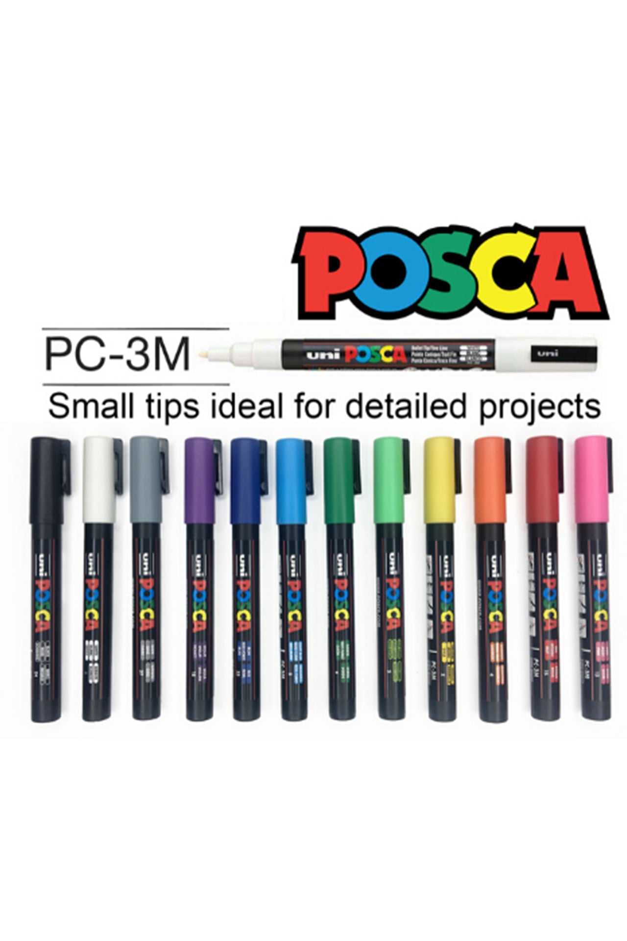 posca by uniball - 3M - סט 8 יח' טושים אקריליים לציור פוסקה בעובי 0.9-1.3 מ"מ