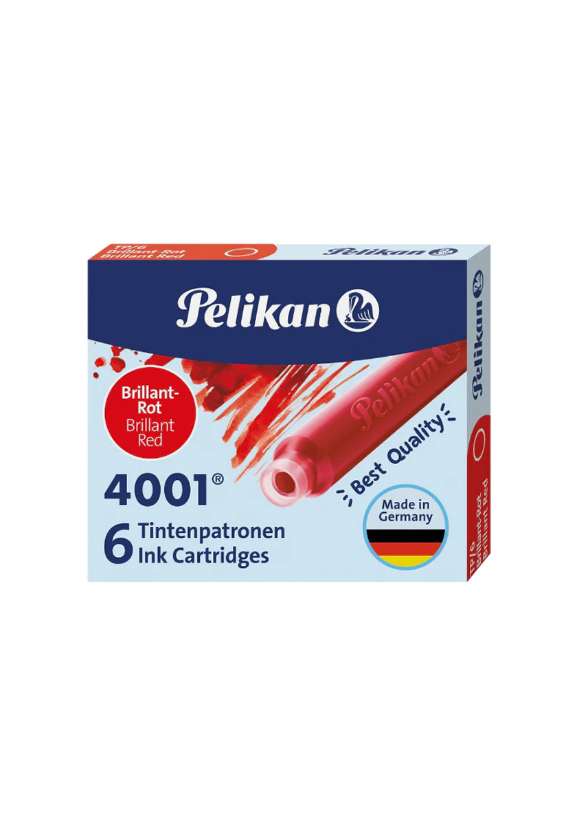 קפסולות דיו לעט נובע בצבע אדום | Pelikan 4001® TP/6