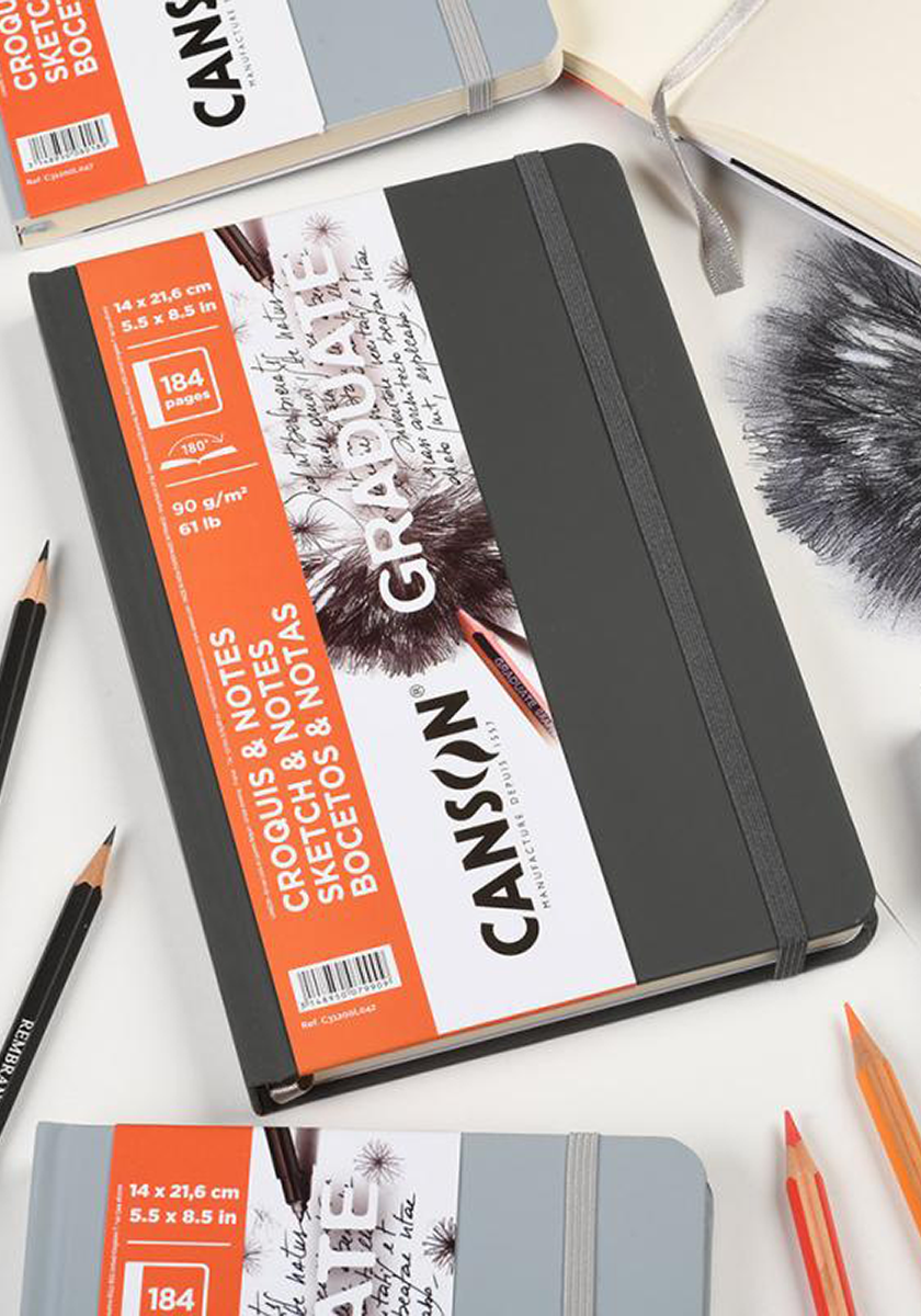 מחברת A5 לכתיבה ורישום כריכה קשה אפור כהה | Canson Graduate