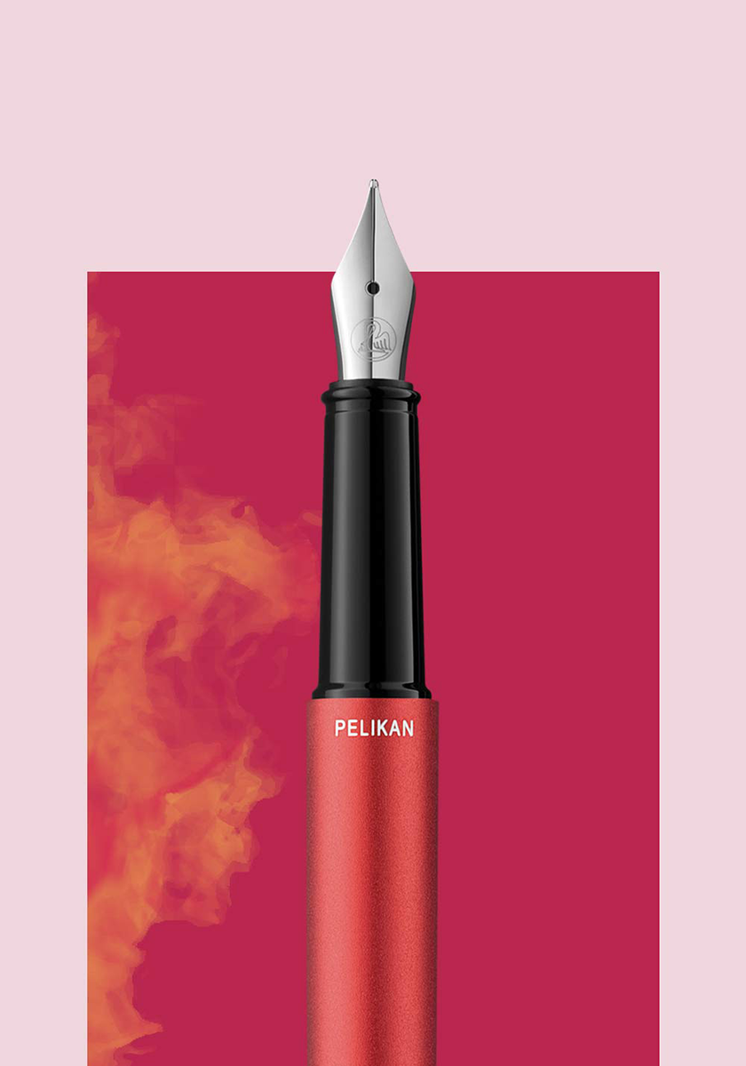 עט נובע אדום בקופסת פח | Pelikan INEO Fountain Pen