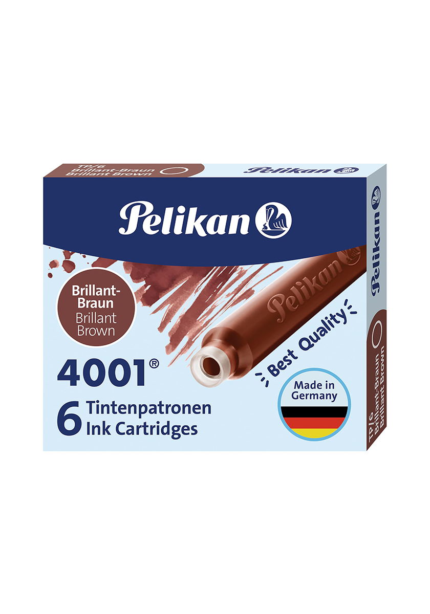 קפסולות דיו לעט נובע בצבע חום | Pelikan 4001® TP/6