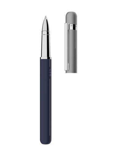 Otto Hutt - design 03 - BLUE AND NAVY GRAY - עט רולר בצבע כחול מט ופלטינום