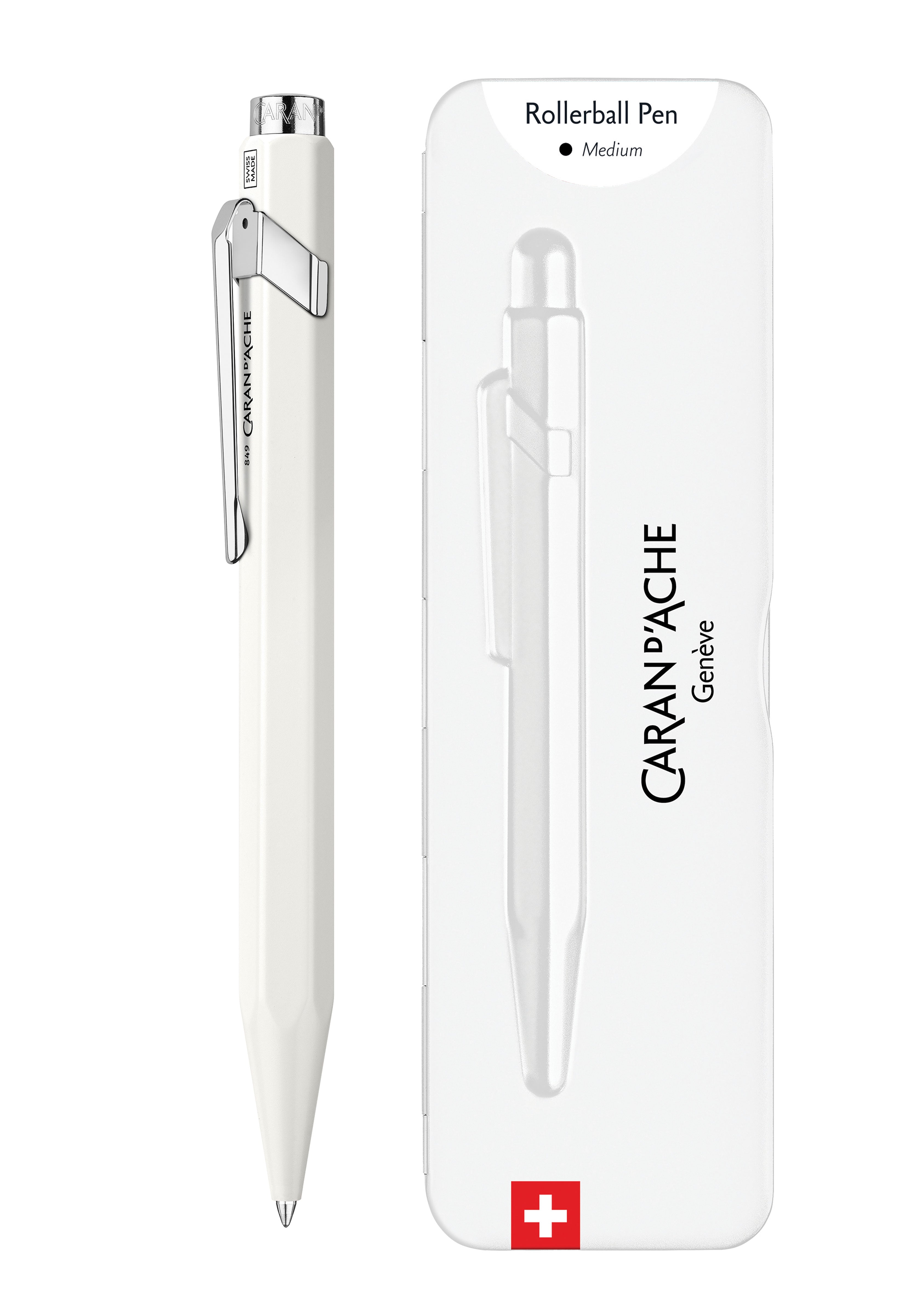 עט רולר לבן לחיץ 849 | Caran D’Ache