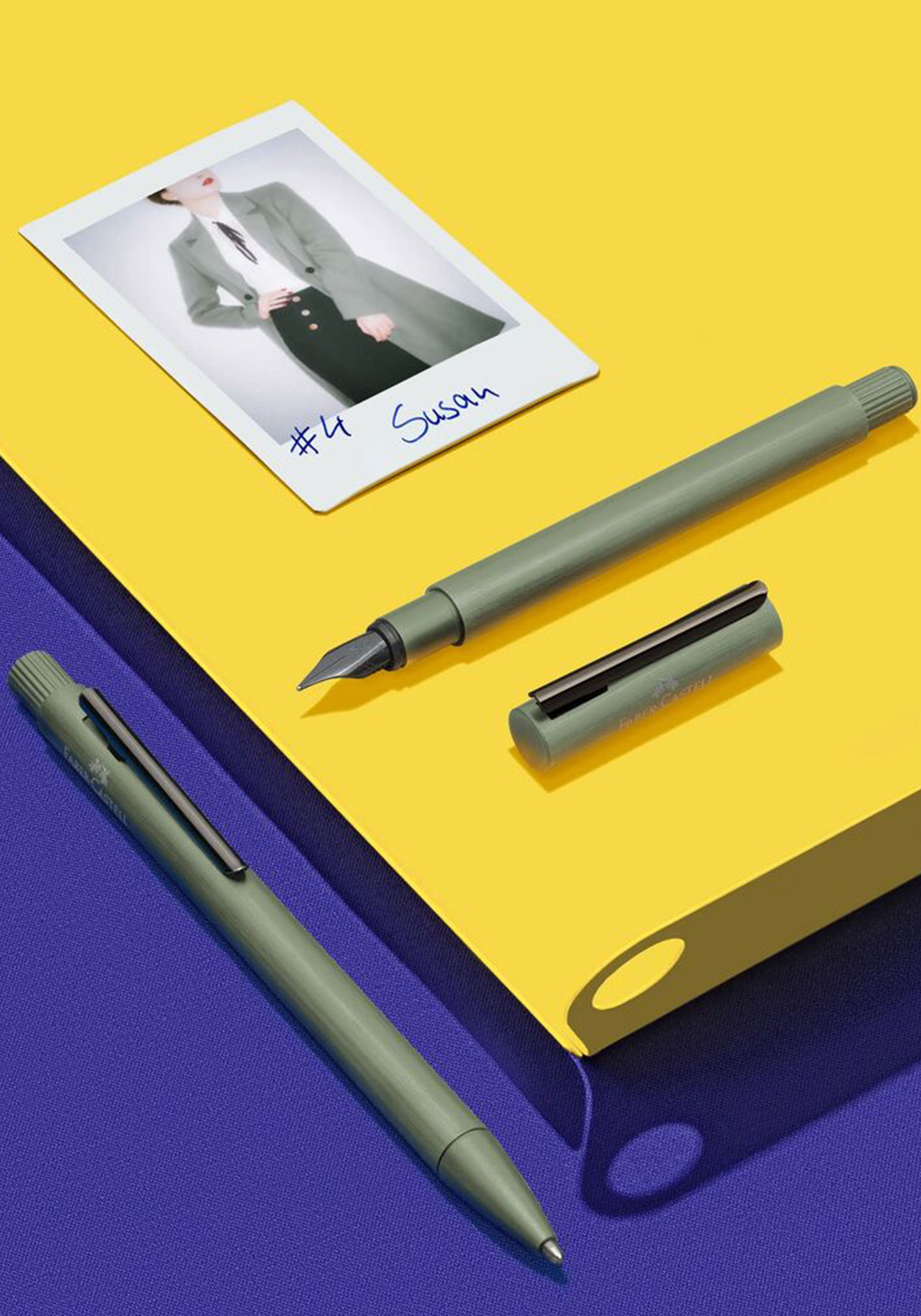 עט נובע אלומיניום ירוק זית | Faber Castell Neo Slim