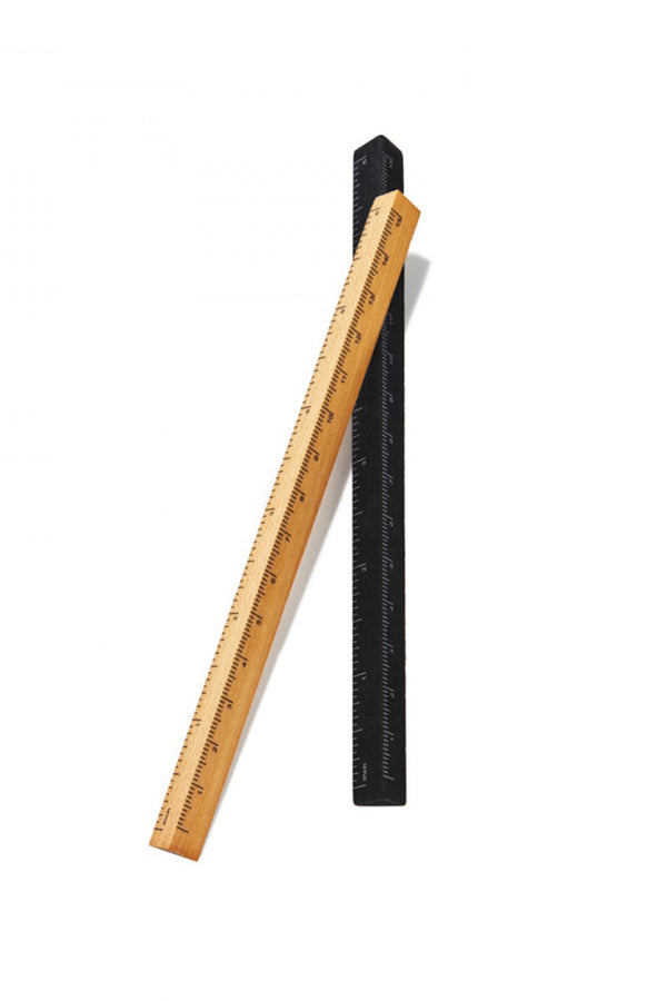סרגל פריזמה מעץ שחור בעבודת יד | 15 ס"מ