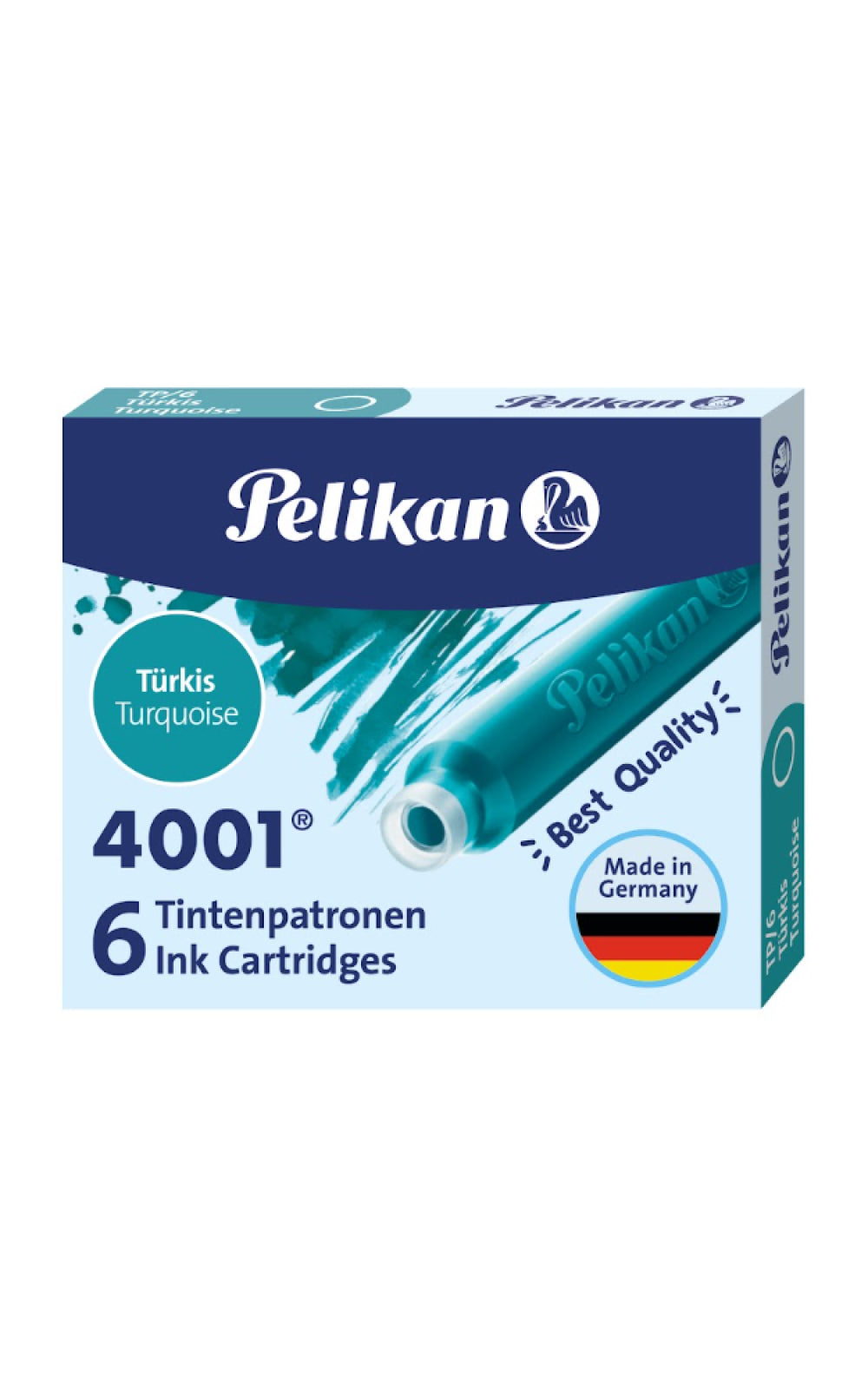 קפסולות דיו לעט נובע בצבע טורקיז | Pelikan 4001® TP/6