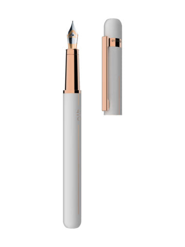 Otto Hutt - design 03 - ROSEWHITE- עט נובע בצבע לבן מט ורוזגולד