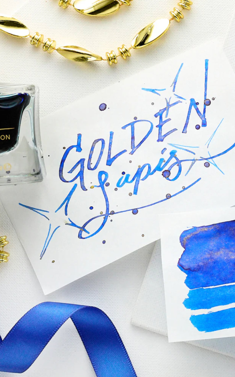 בקבוק דיו אדלשטיין של פליקן | צבע השנה GOLDEN LAPIS | Edelstein Ink of the year 2024