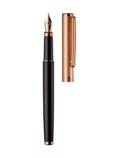 עט נובע בציפוי רוז גולד ושחור מבריק | עיצוב 01 | OTTO HUTT