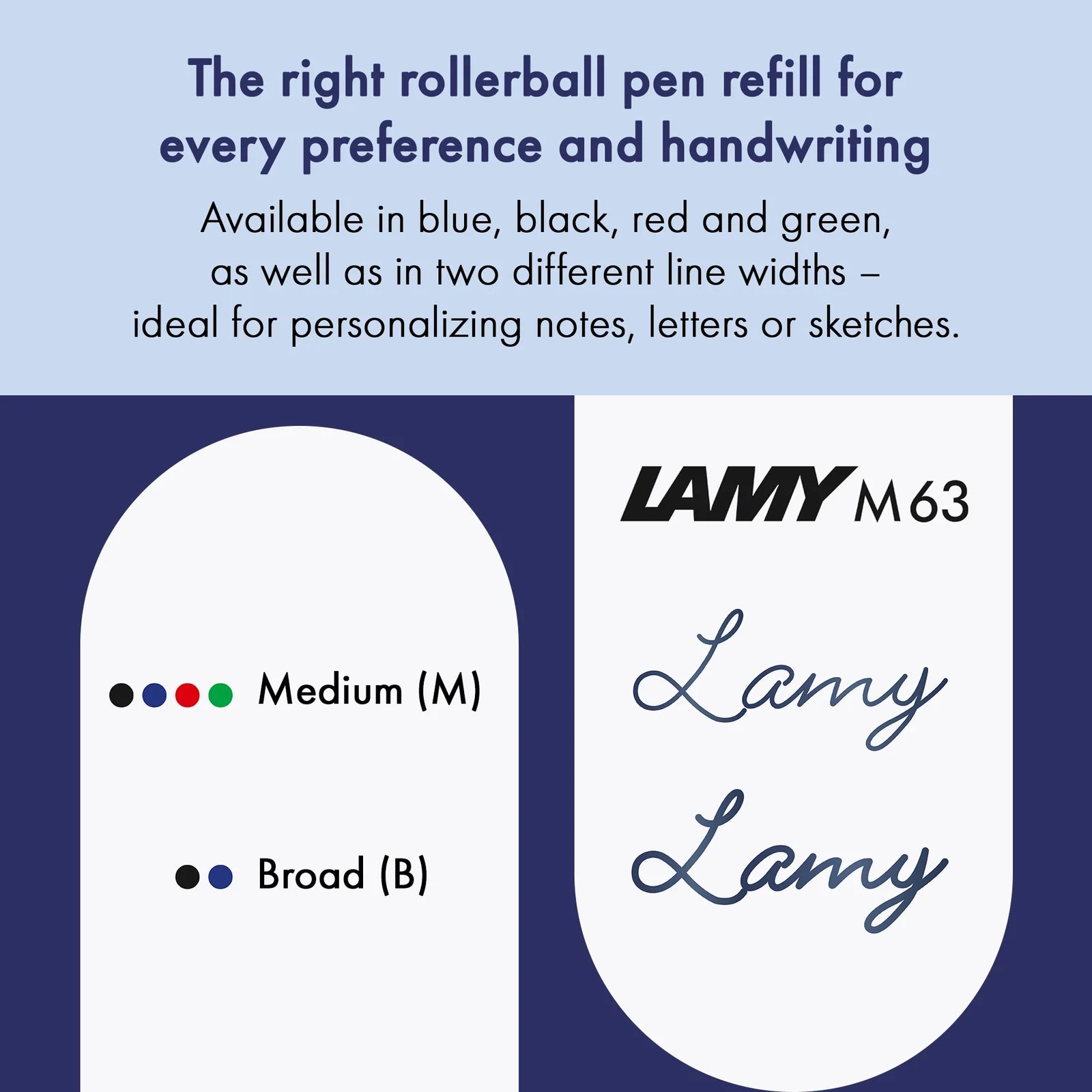 רפיל רולר בעובי M לעט לאמי | צבע לבחירה | LAMY M 63 Rollerball Refill