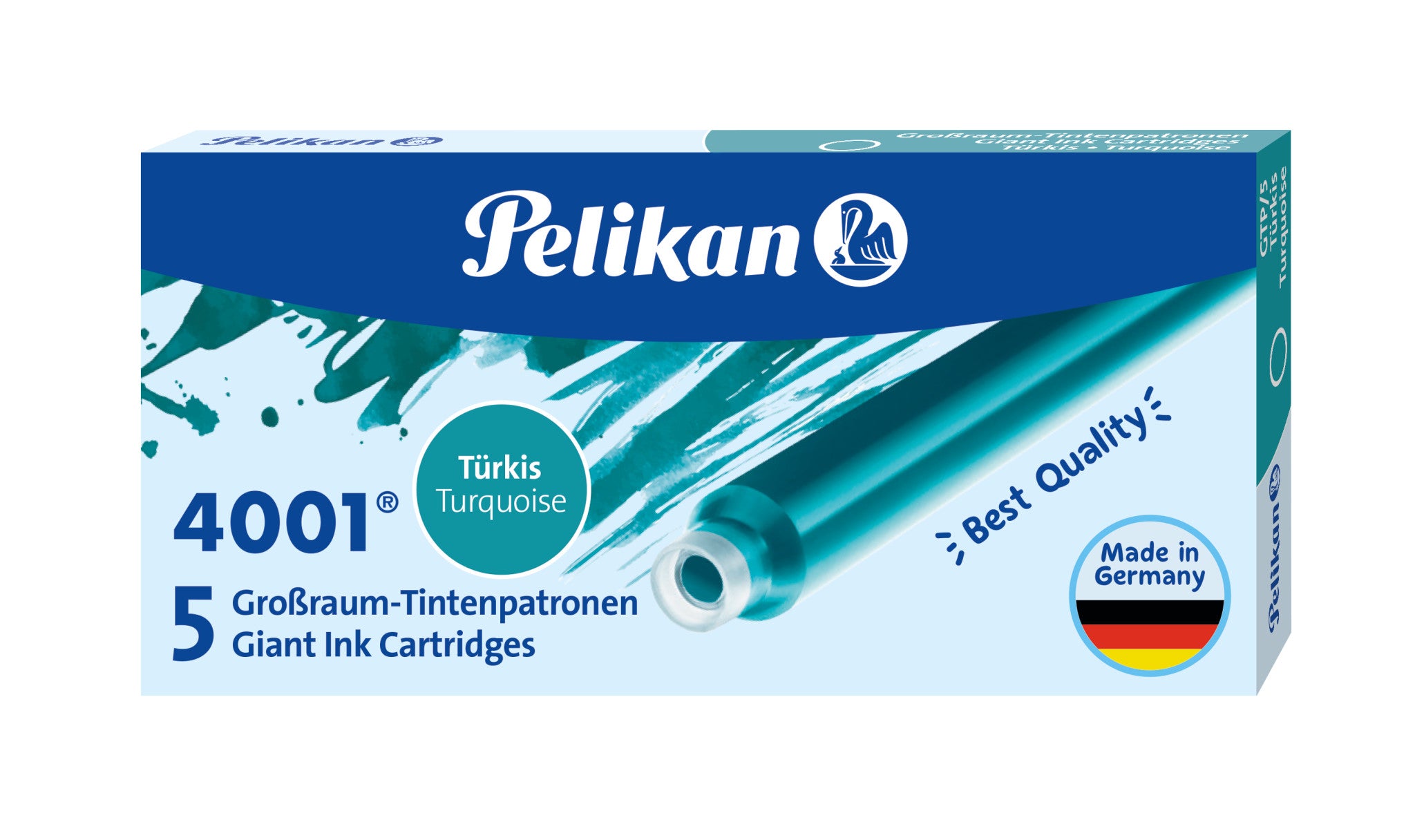 קפסולות דיו ארוכות לעט נובע בצבע טורקיז | Pelikan 4001® GTP/5