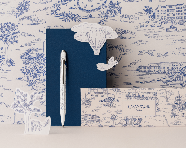 עט כדורי לבן מאוייר | CARAN D'ACHE 849™ BALLPOINT PEN TOILE DE JOUY