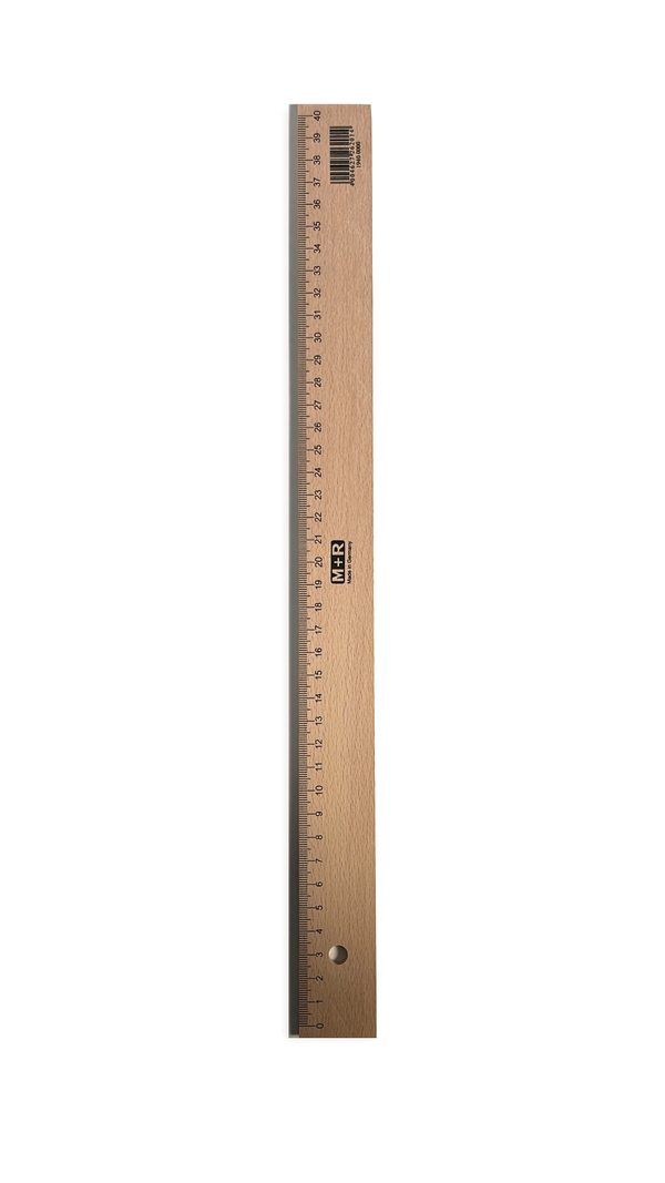 סרגל עץ עם פס מתכת | 40 ס"מ