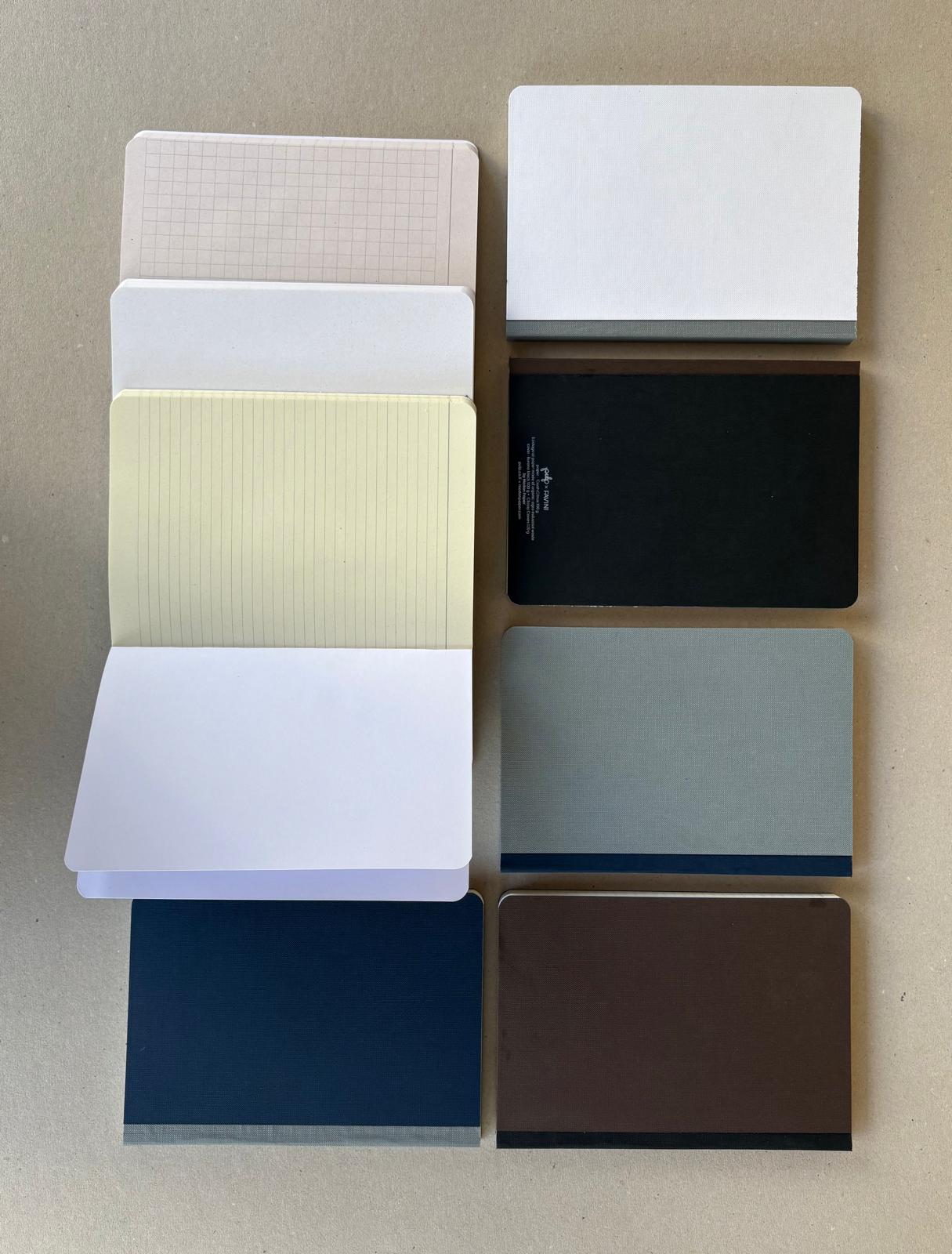 מחברת חלקה בתפירת פשתן מתאימה לסקצ'בוק  | גודל A5 | נייר אורגני משאריות תירס  | צבעי כריכה לבחירה