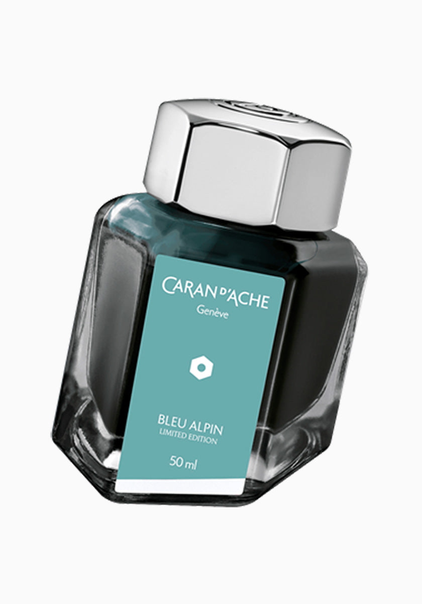 סט יוקרתי עט נובע + קסת דיו | Caran D'Ache Leman Blue Alpine