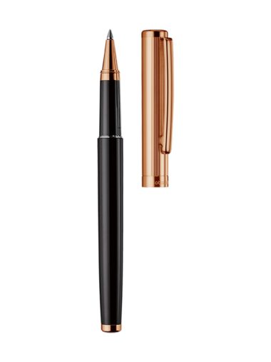 עט רולר בציפוי רוז גולד ושחור מבריק | עיצוב 01 | OTTO HUTT
